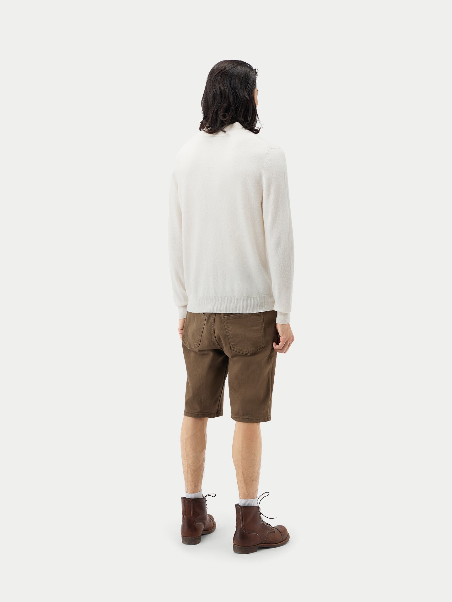 Herren Kaschmir Pullover Mit Halbreißverschluss Marshmallow - Gobi Cashmere