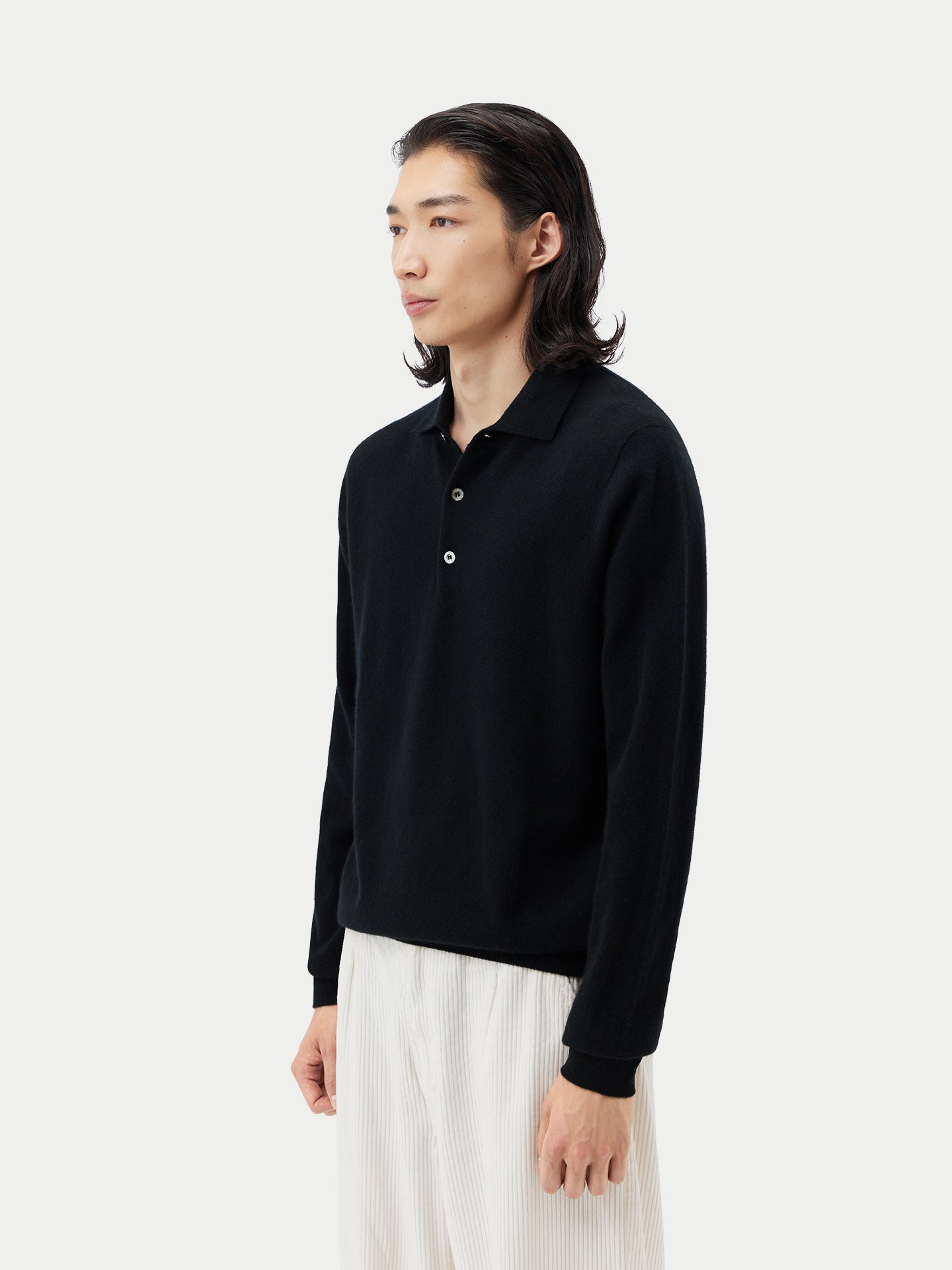 Basic Kaschmirpullover mit Polokragen