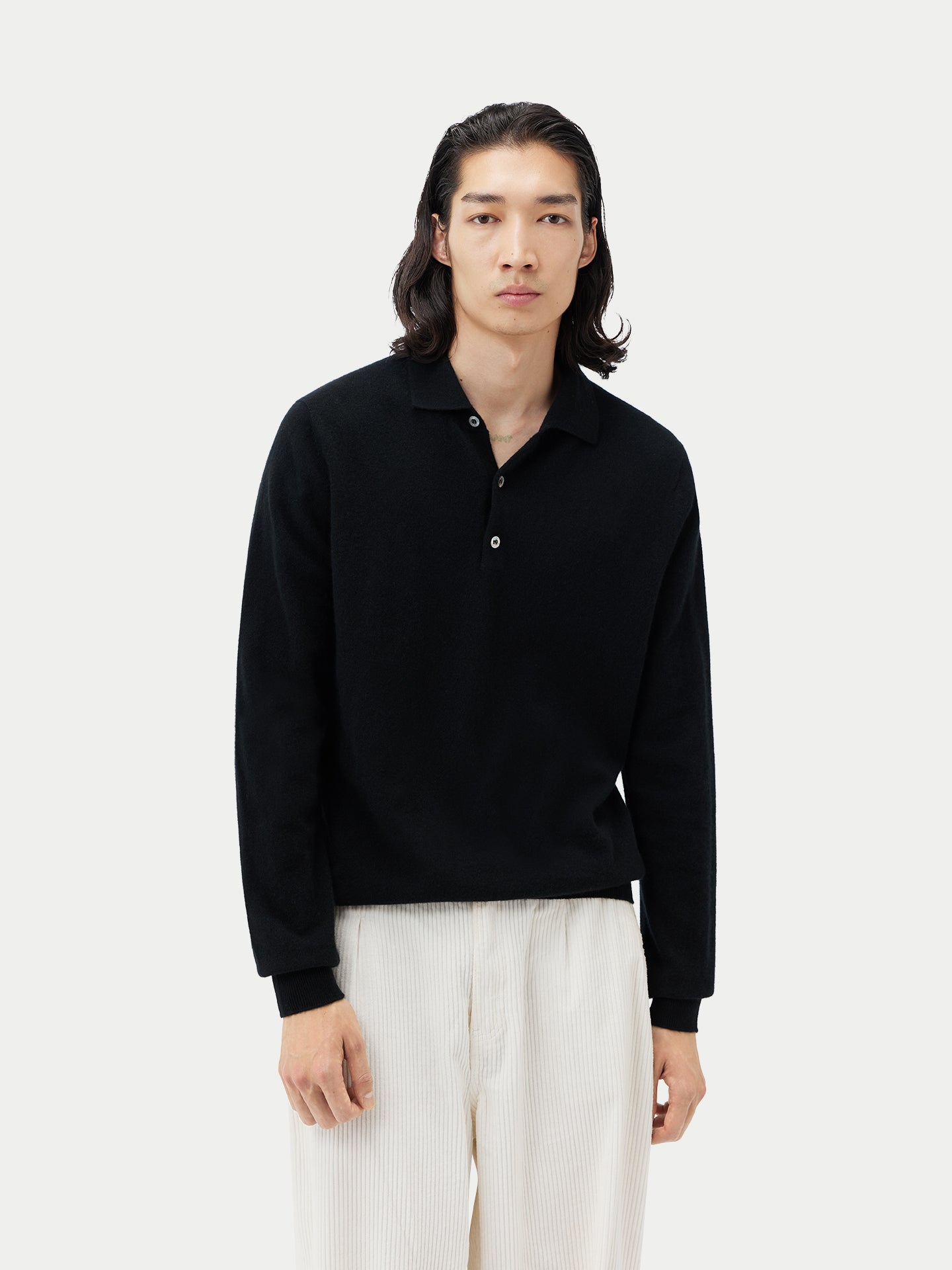 Basic Kaschmirpullover mit Polokragen