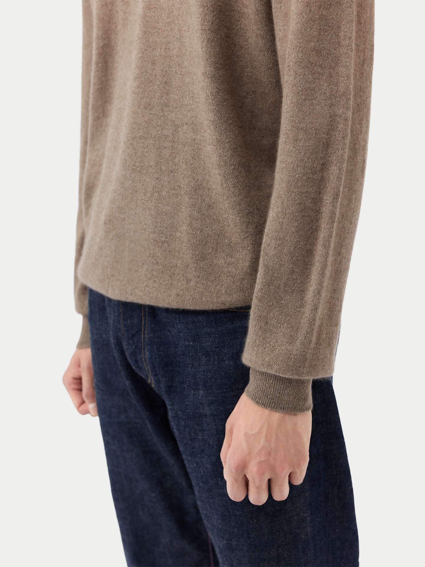 Basic Kaschmirpullover mit Halbreißverschluss