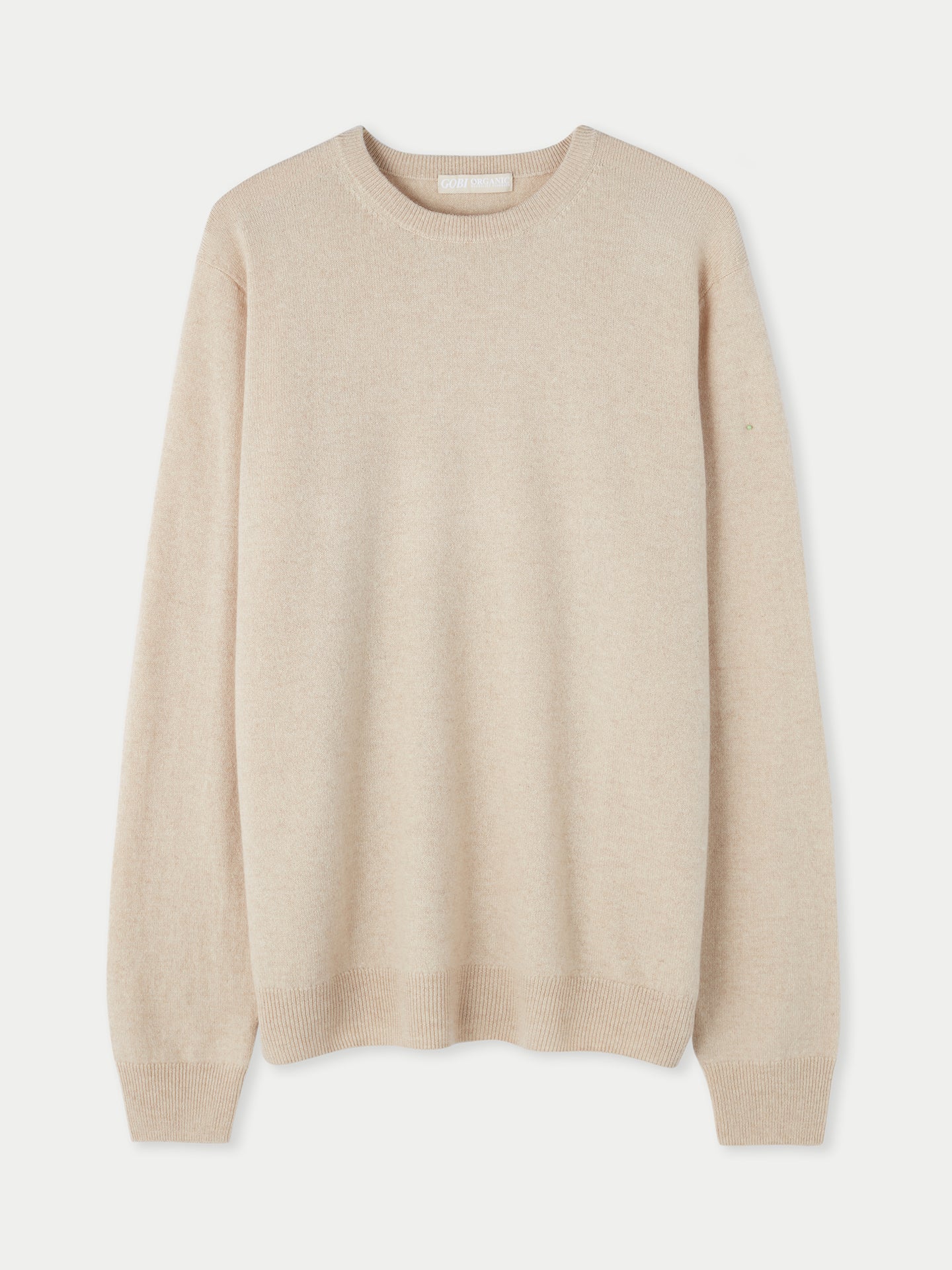 Naturfarbe Basic Kaschmirpullover mit R-Ausschnitt Beige - Gobi Cashmere