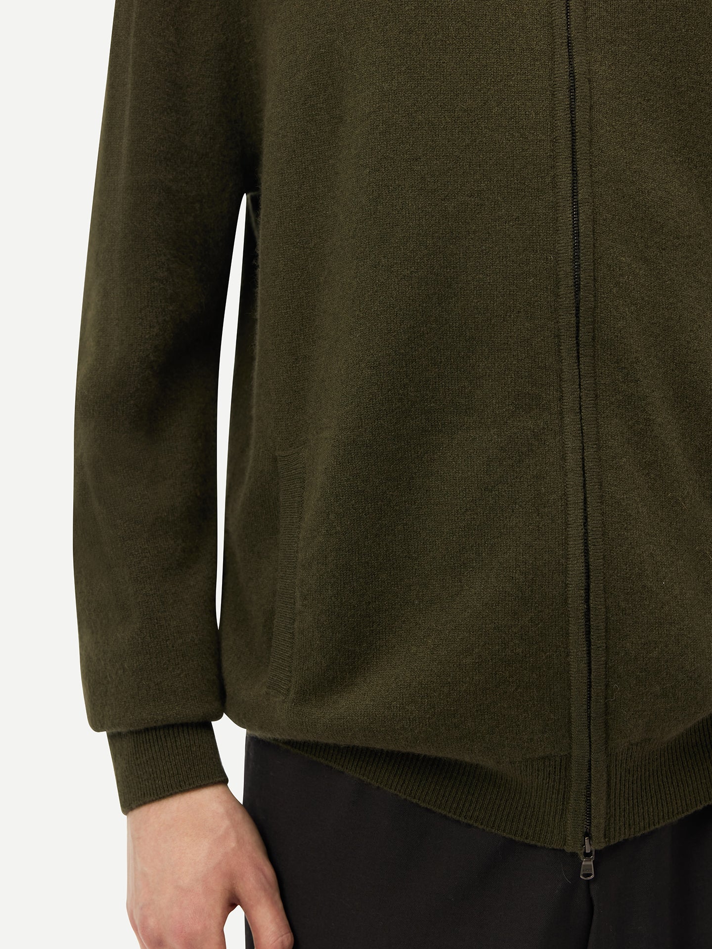 Basic Kaschmirstrickjacke mit Reißverschluss