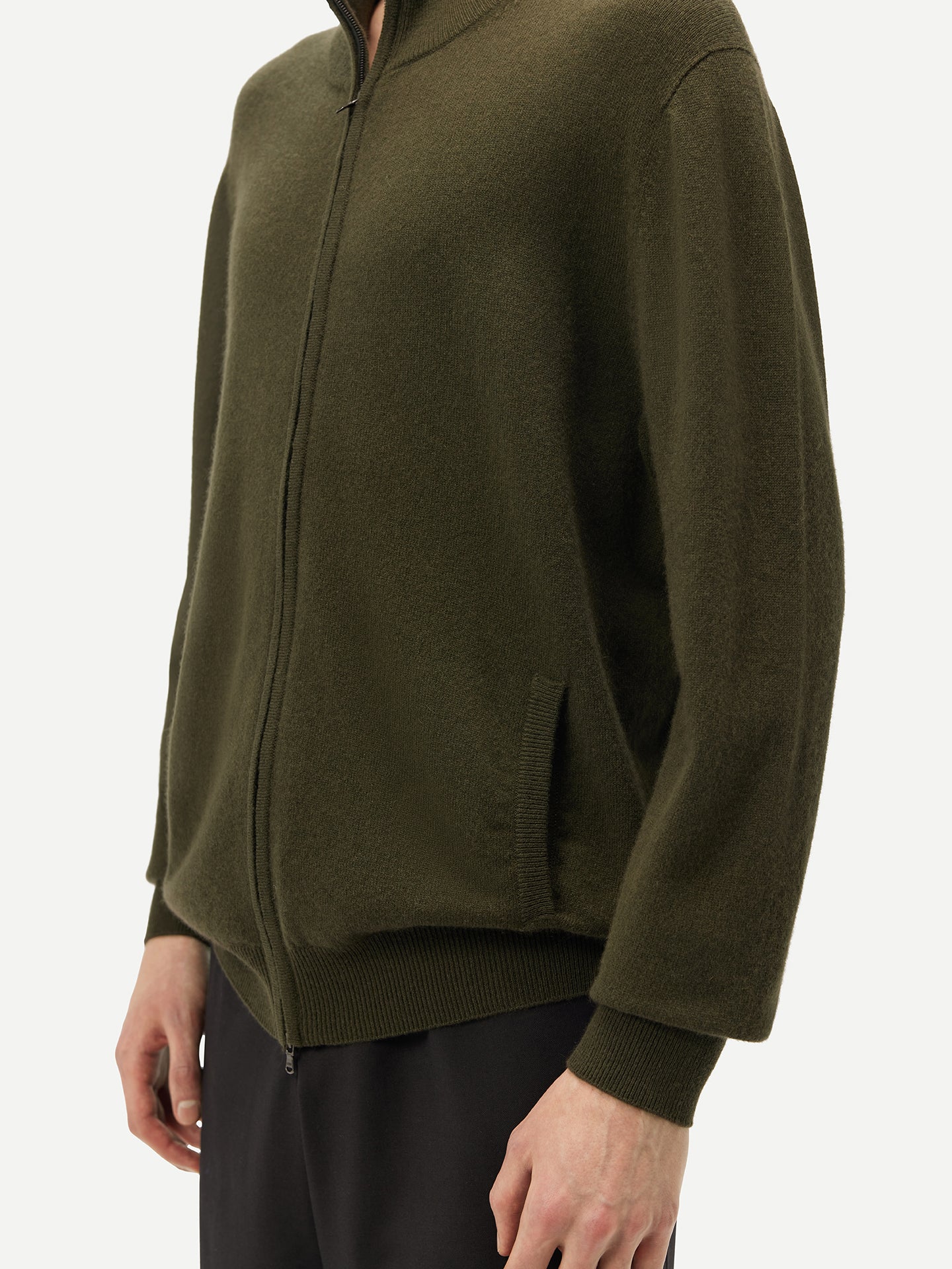 Basic Kaschmirstrickjacke mit Reißverschluss