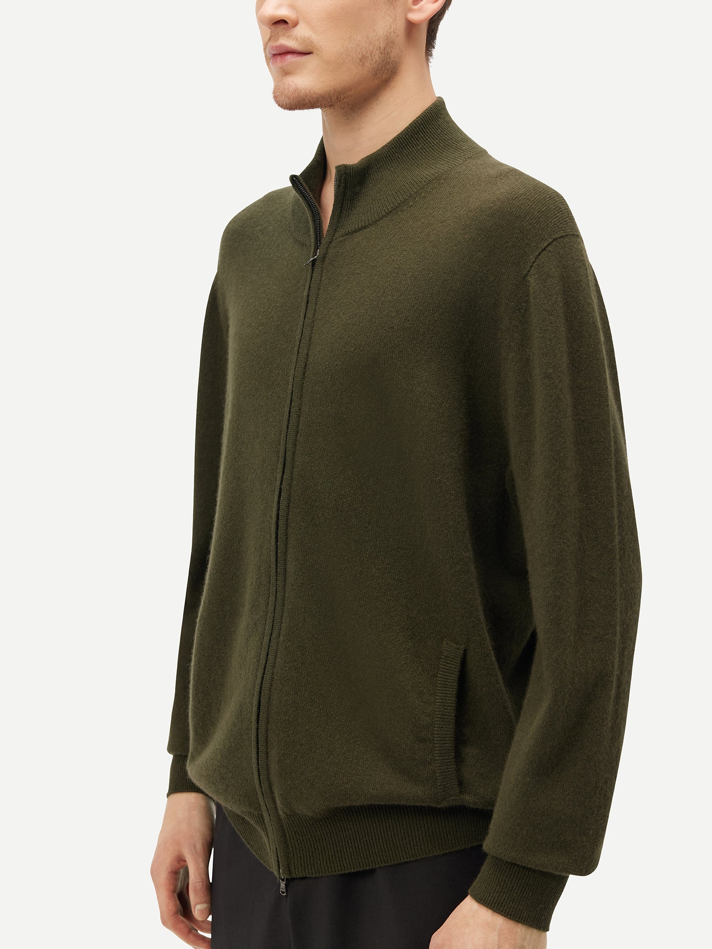 Basic Kaschmirstrickjacke mit Reißverschluss