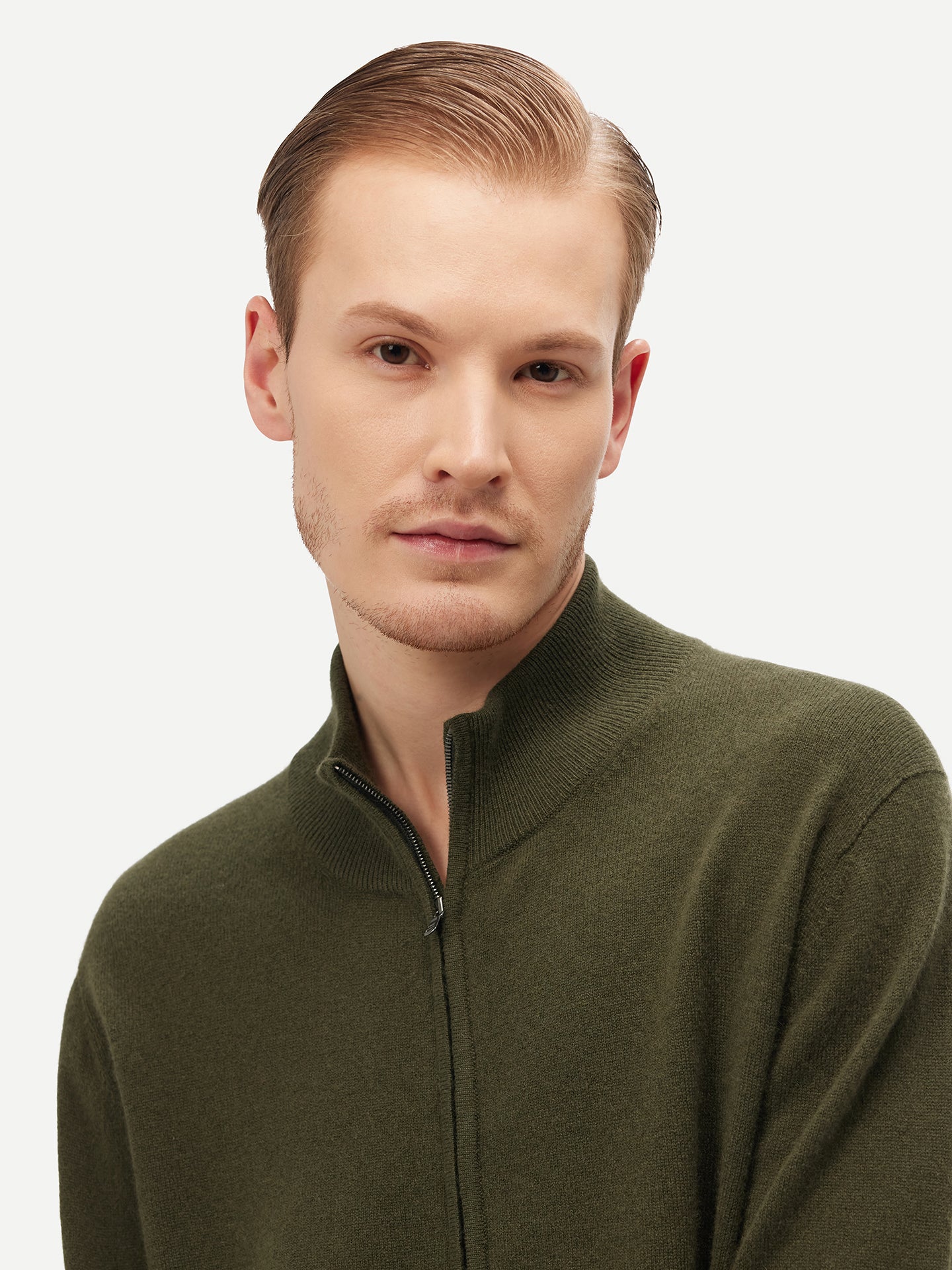 Basic Kaschmirstrickjacke mit Reißverschluss