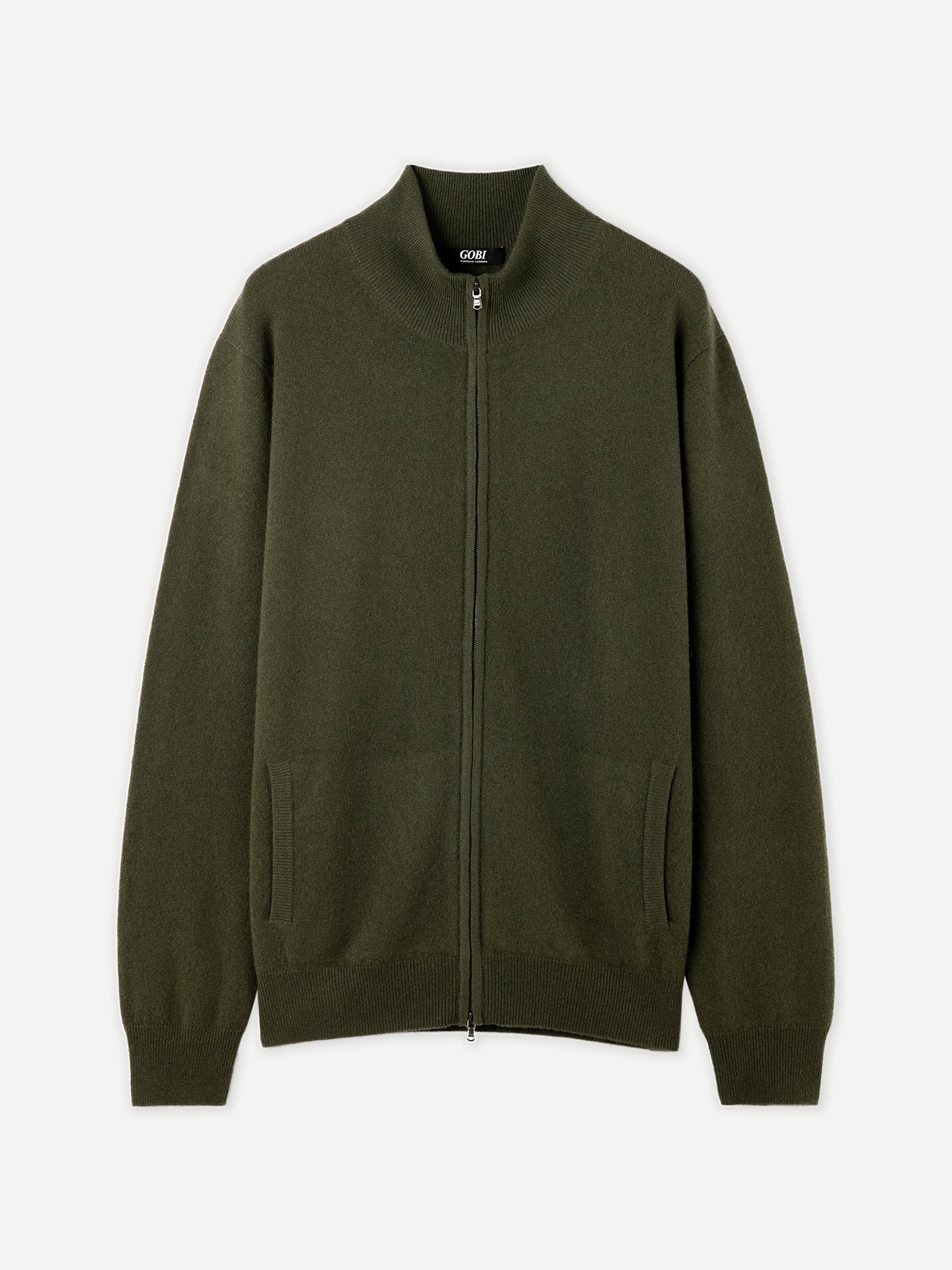 Basic Kaschmirstrickjacke mit Reißverschluss