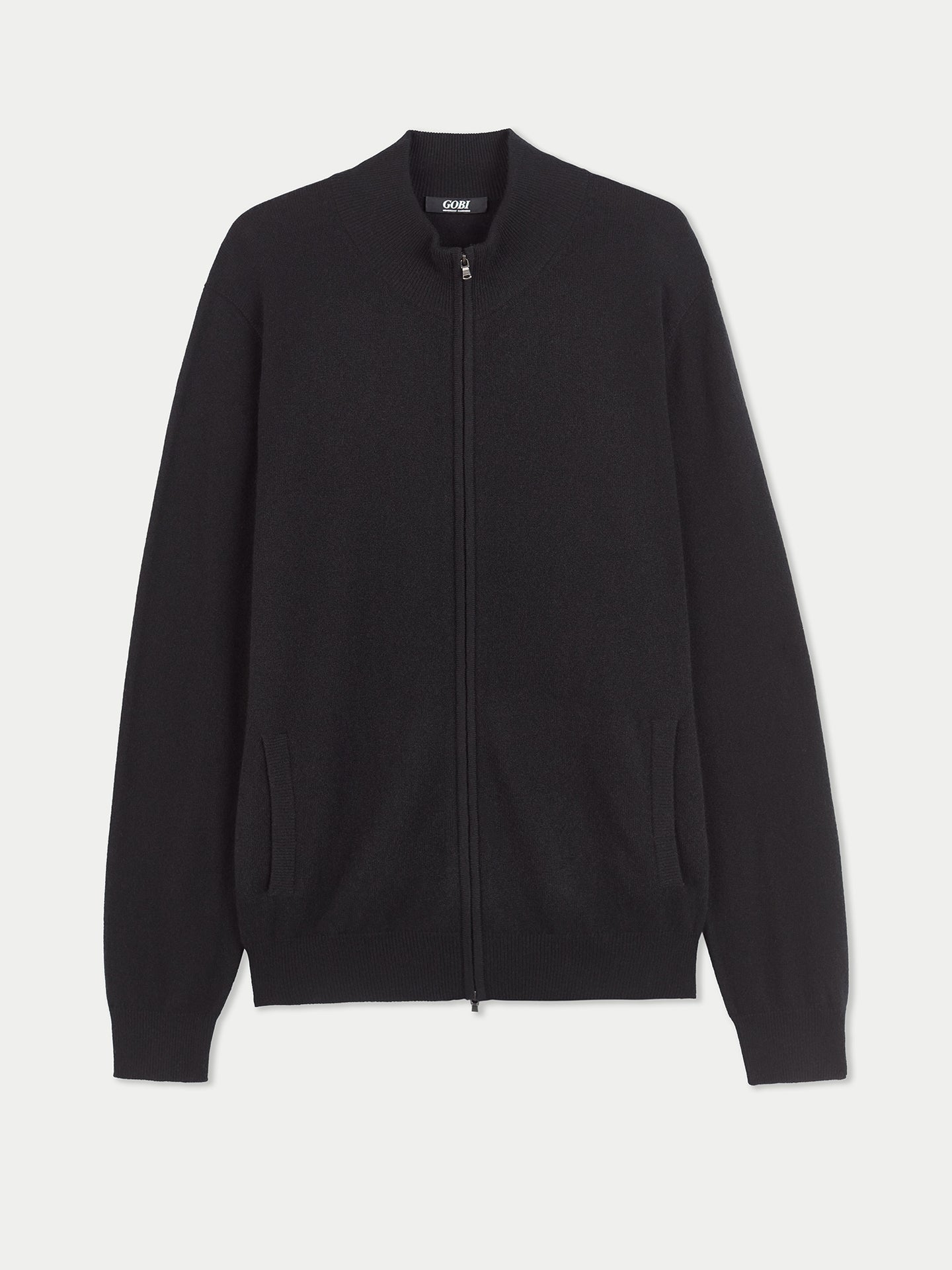 Herren Kaschmir Strickjacke Mit Reißverschluss Schwarz - Gobi Cashmere