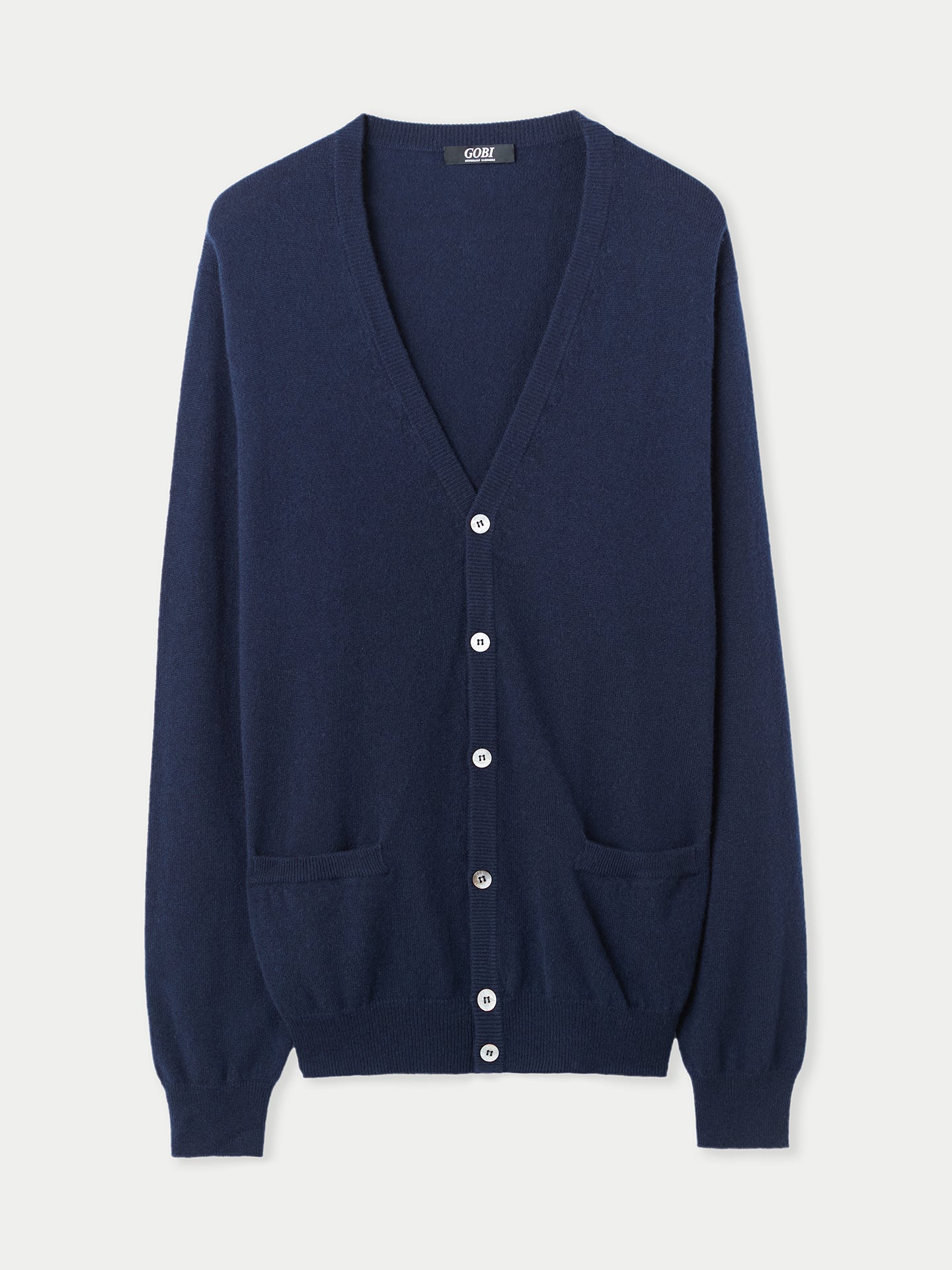 Basic V-Ausschnitt Kaschmirstrickjacke mit Knöpfen