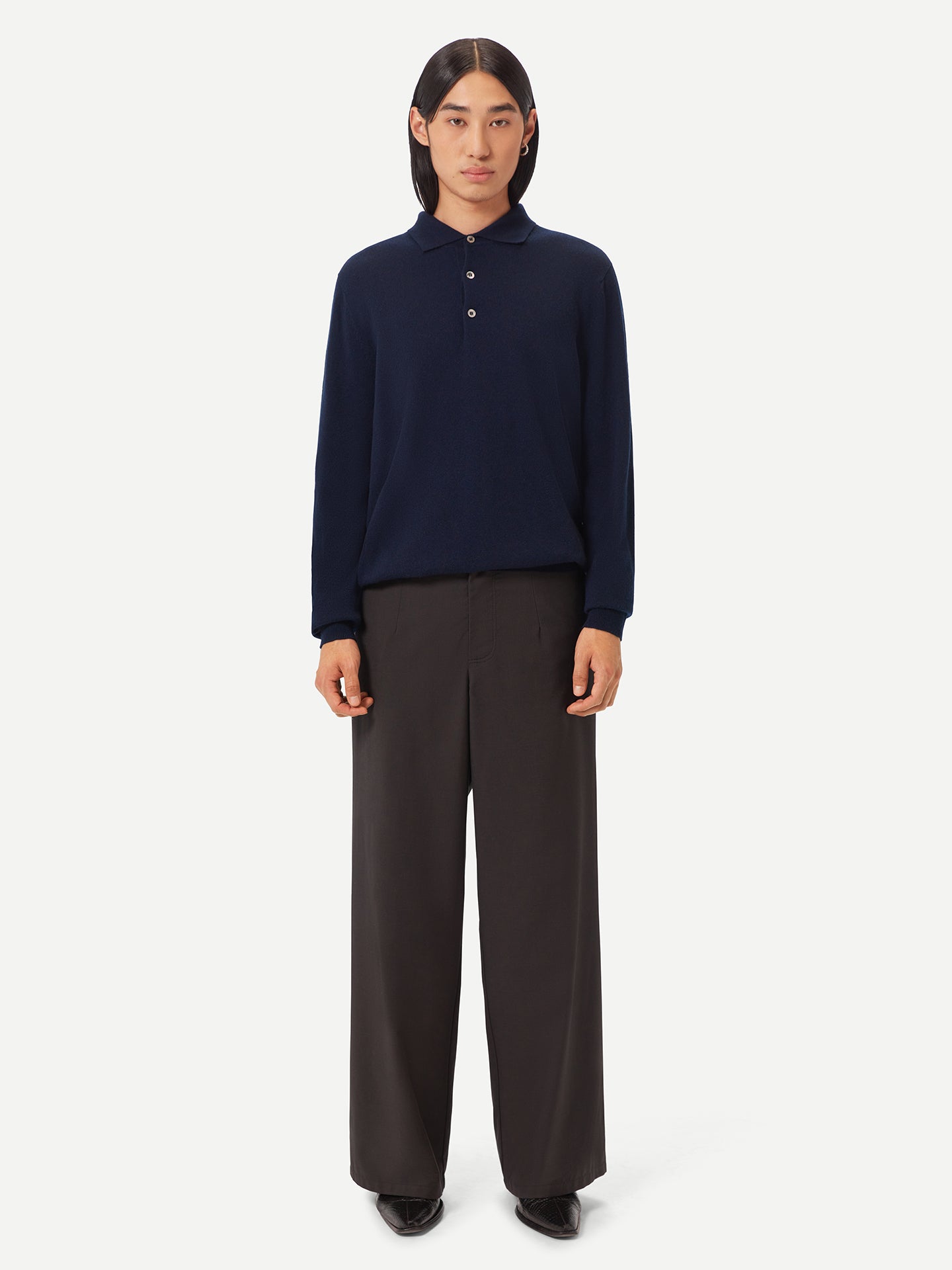 Basic Kaschmirpullover mit Polokragen