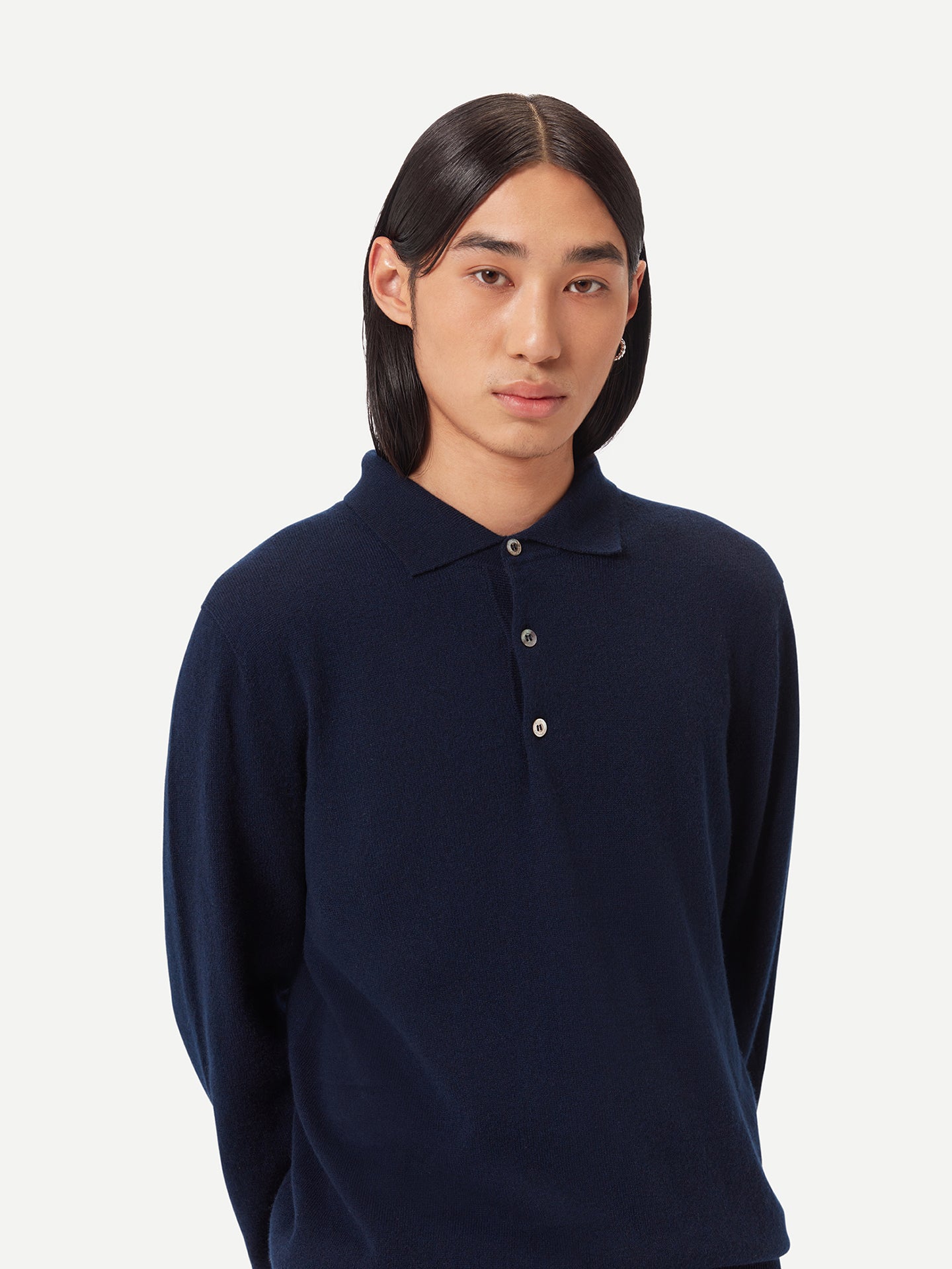 Basic Kaschmirpullover mit Polokragen