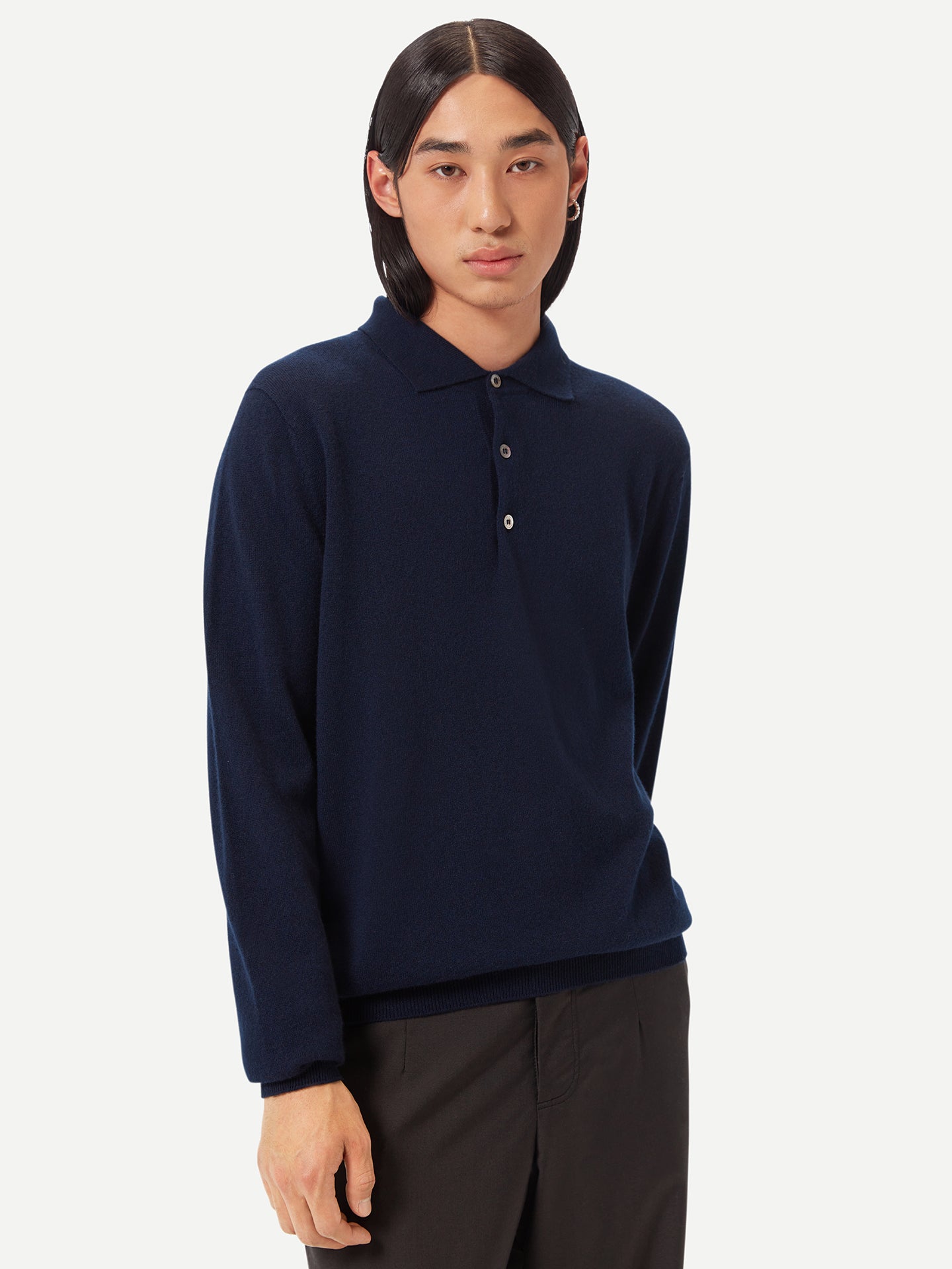 Basic Kaschmirpullover mit Polokragen