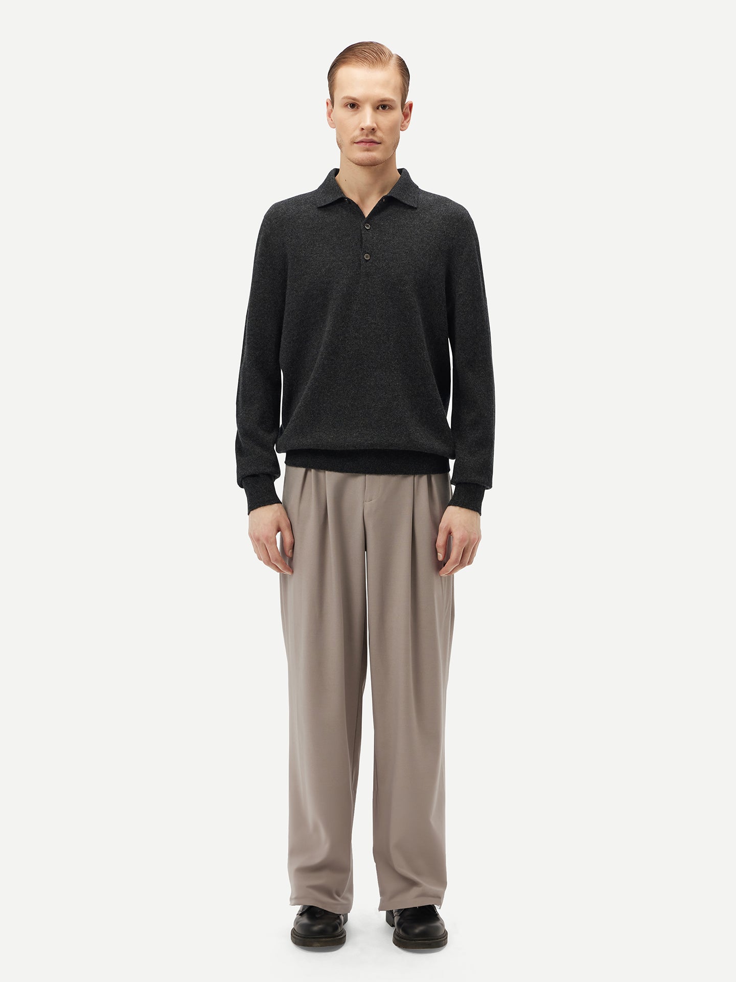 Basic Kaschmirpullover mit Polokragen