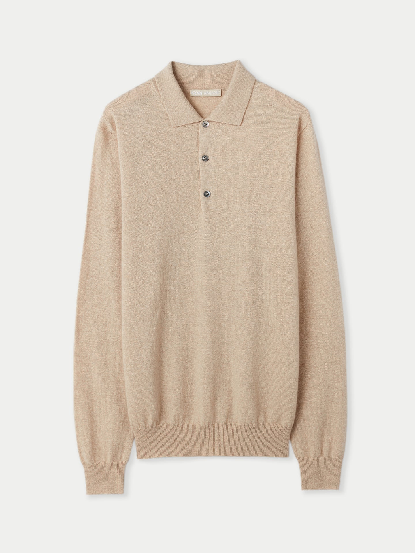 Naturfarbe Basic Kaschmirpullover mit Polokragen