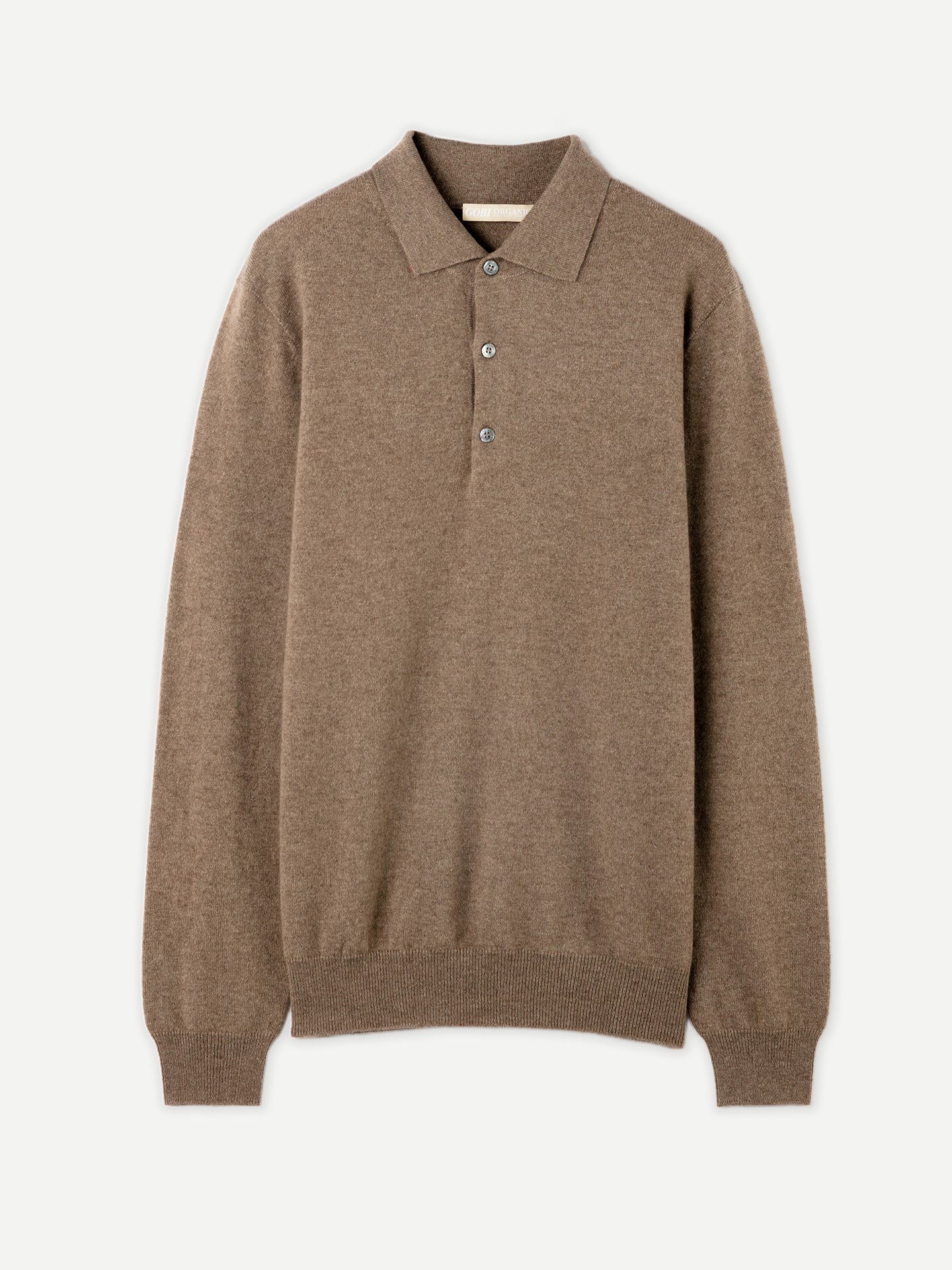 Naturfarbe Basic Kaschmirpullover mit Polokragen