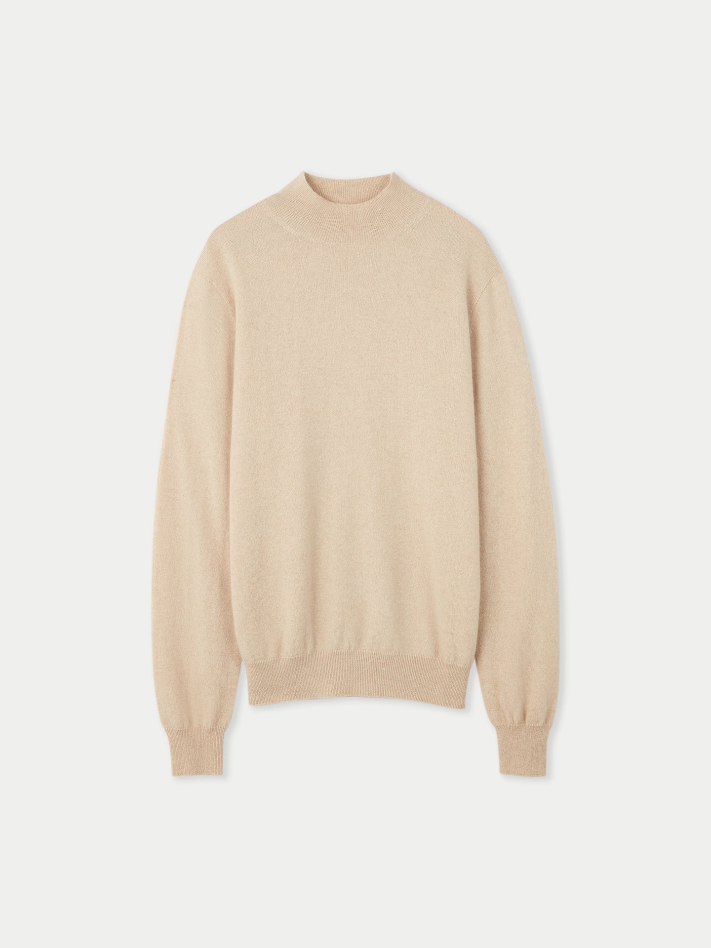 Naturfarbe Basic Stehkragenpullover aus Kaschmir