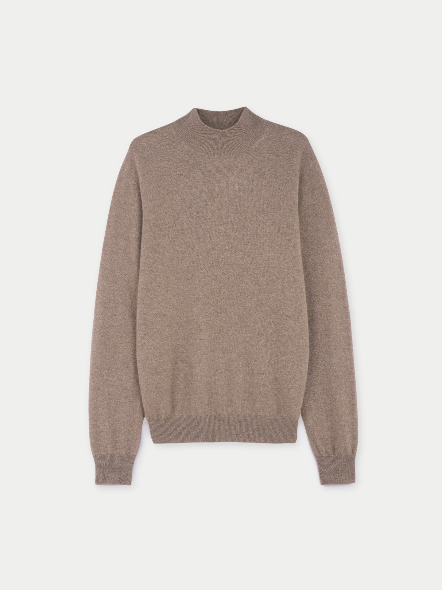 Naturfarbe Basic Stehkragenpullover aus Kaschmir