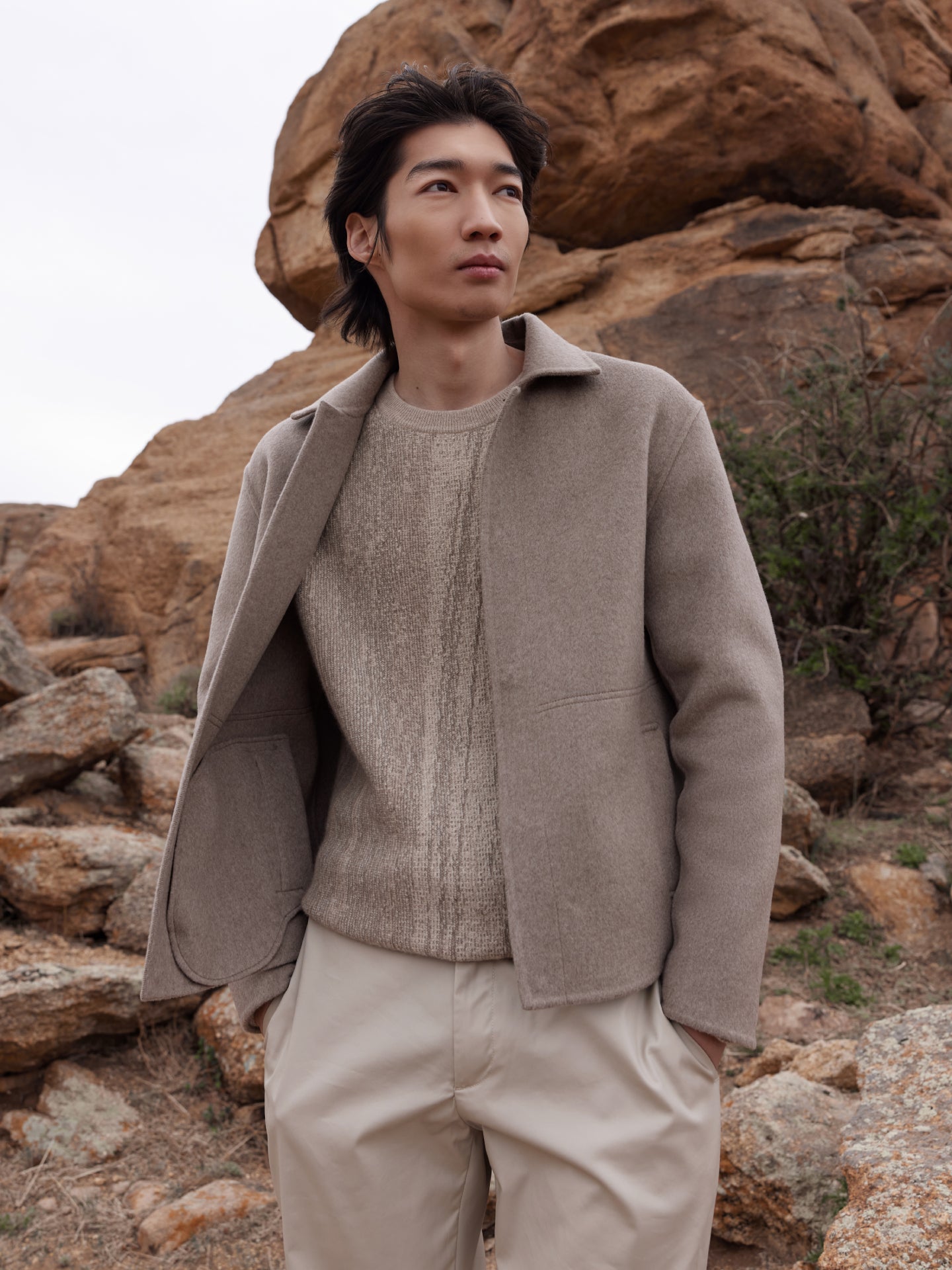 GOBI Cashmere Jacke von Designer Giorgio Spina taupe - Gobi Cashmere