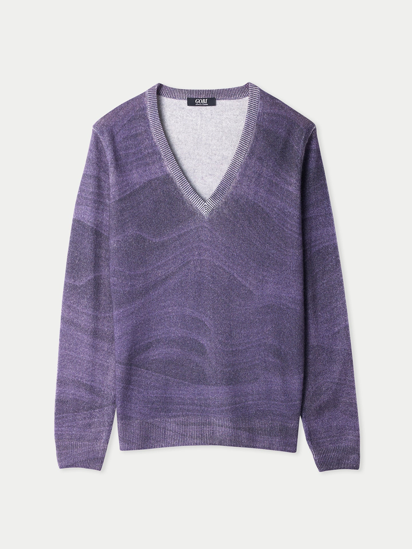 Bedruckter Kaschmir Pullover mit V-Ausschnitt