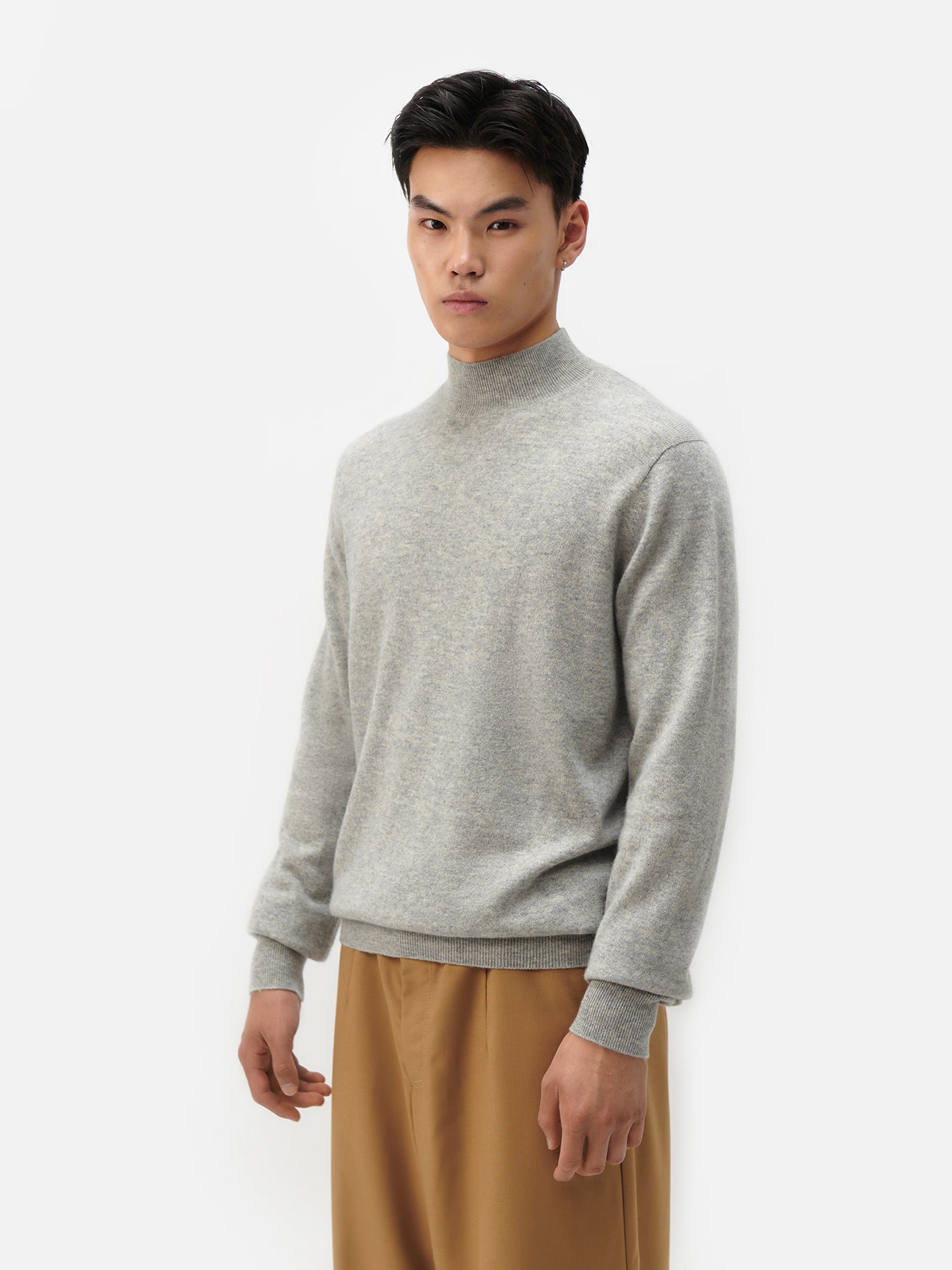 Basic Stehkragenpullover aus Kaschmir