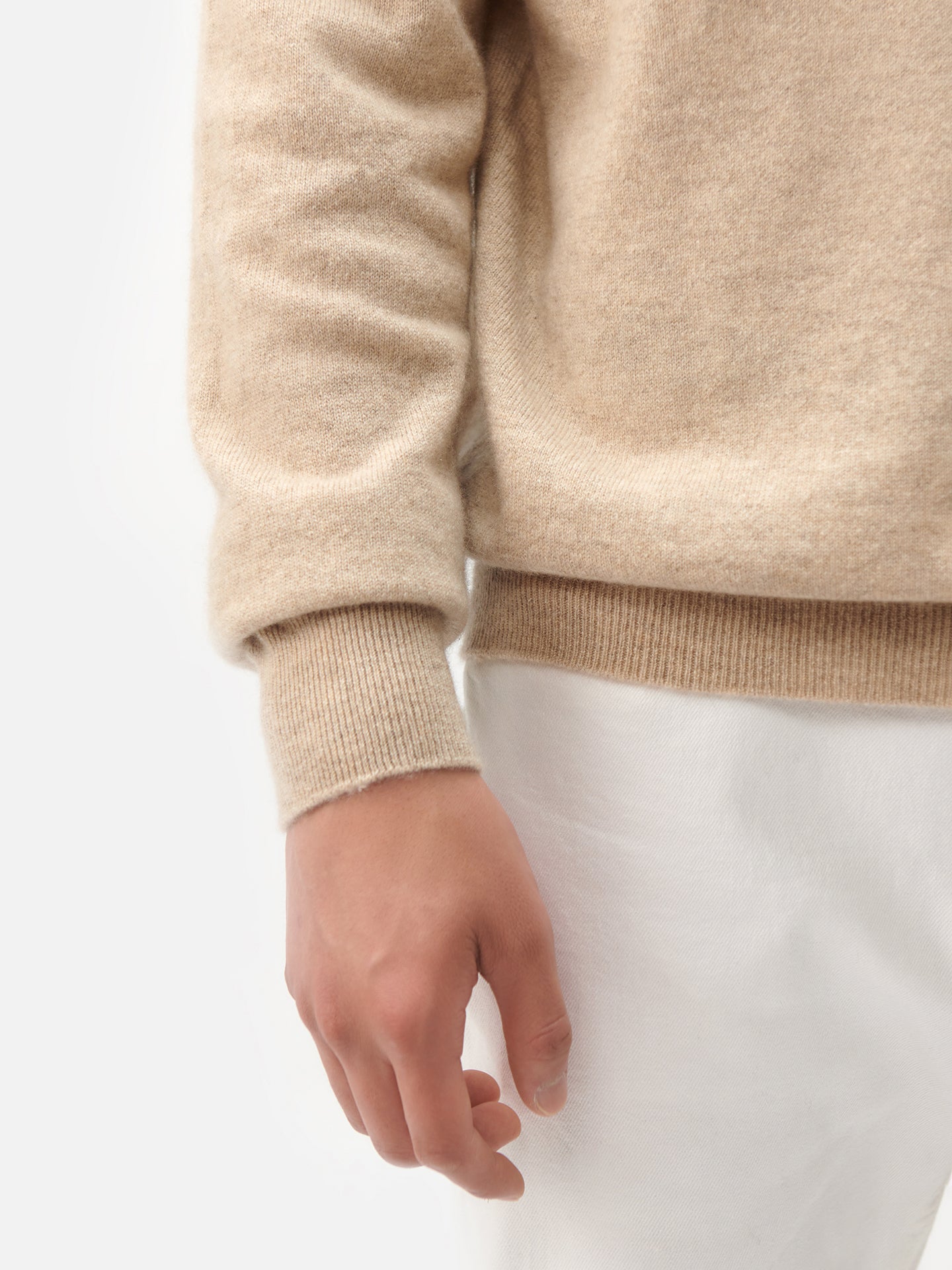 Naturfarbe Basic Kaschmir Rollkragenpullover