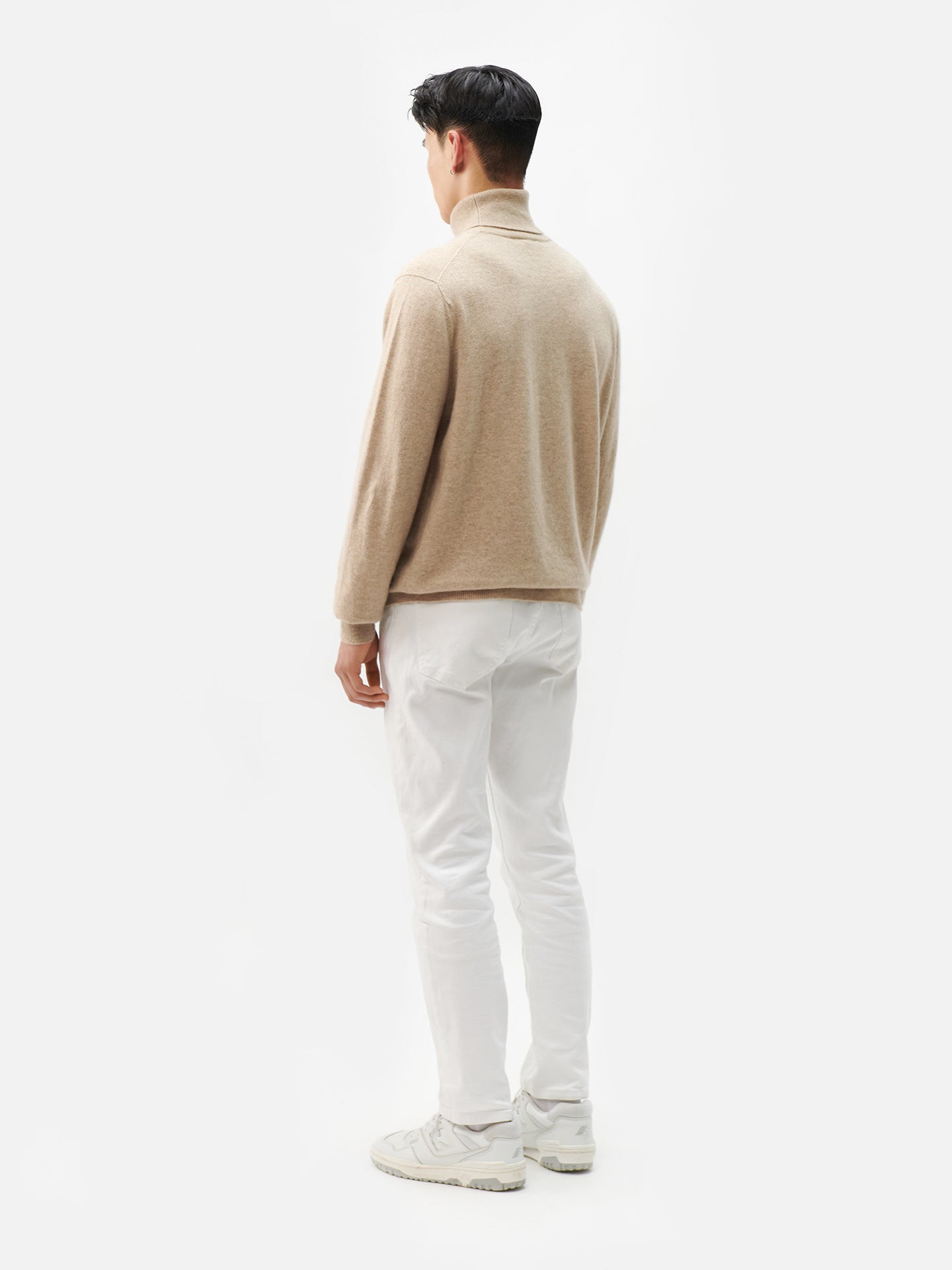 Naturfarbe Basic Kaschmir Rollkragenpullover