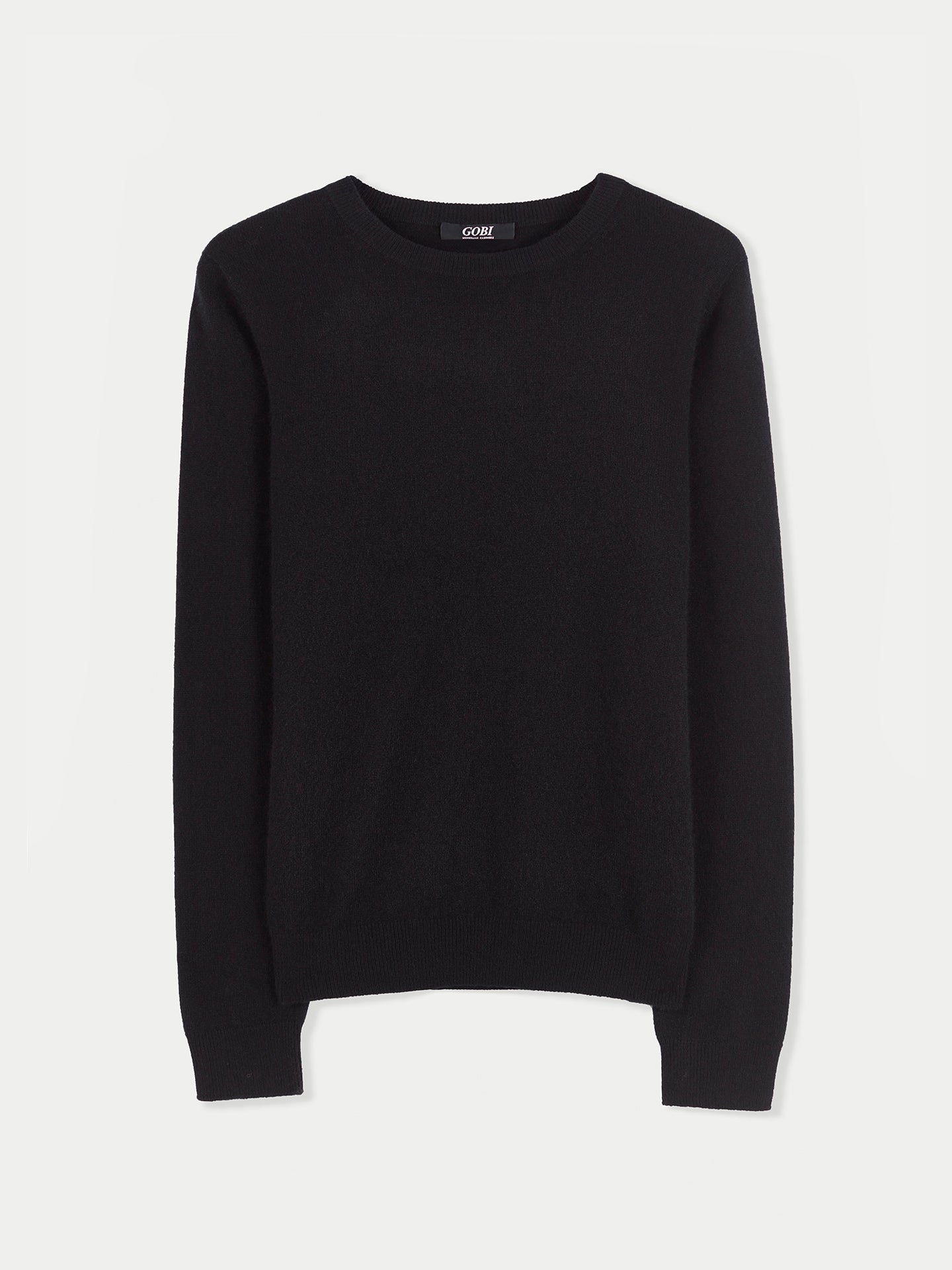Damen Kaschmir Basic R-Ausschnitt Pullover Schwarz - Gobi Cashmere