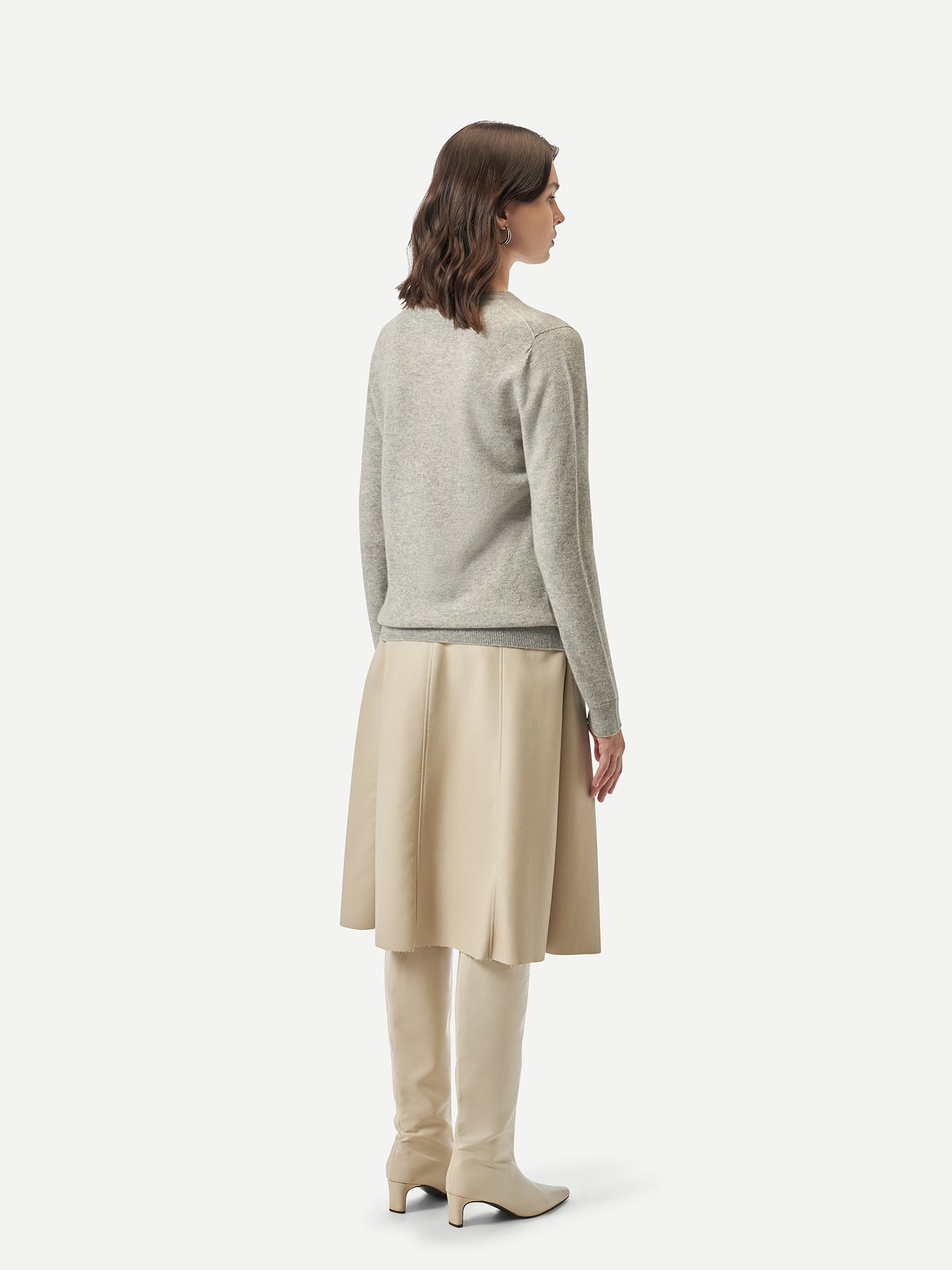 Basic R-Ausschnitt Kaschmirpullover