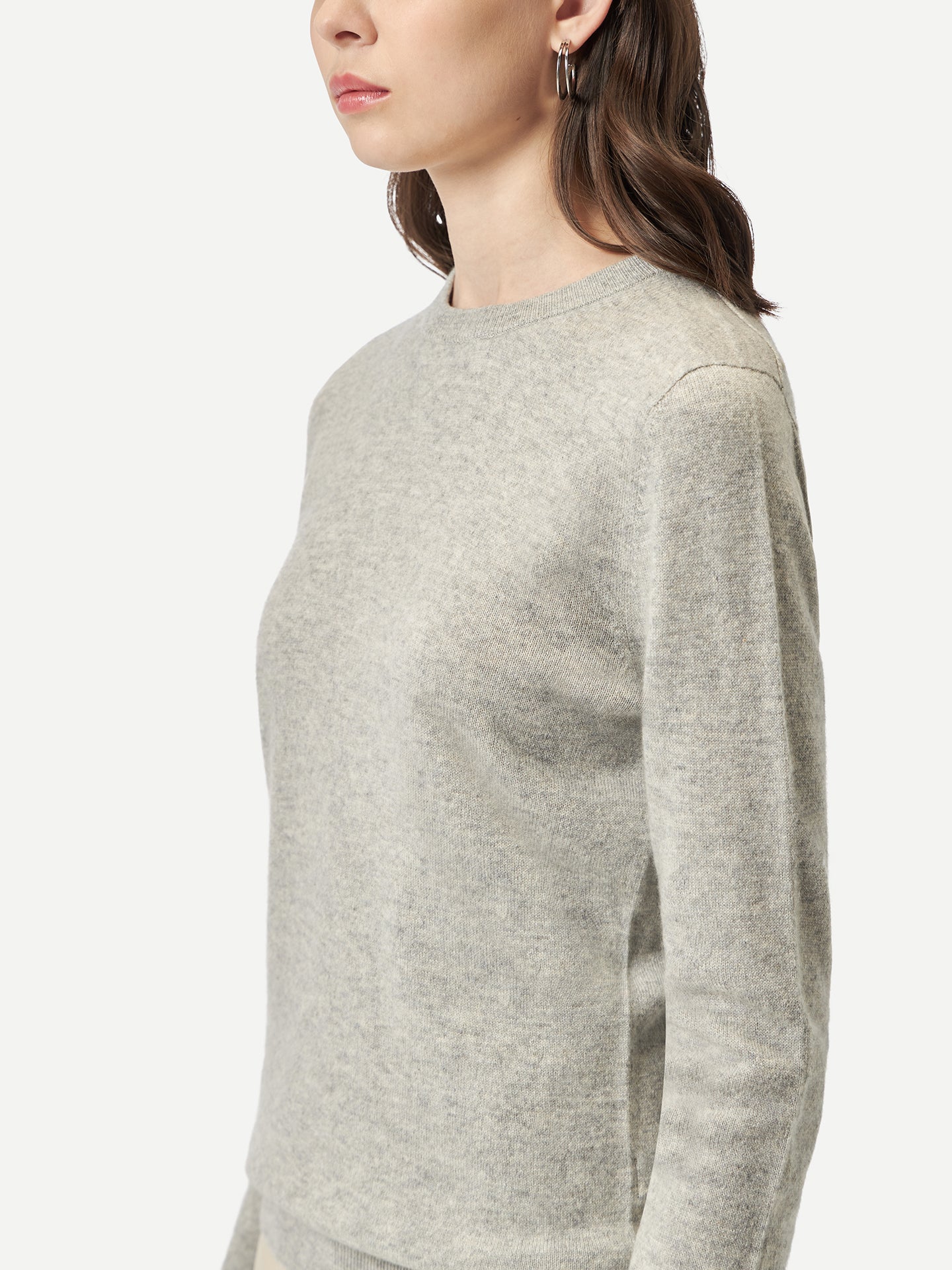 Basic R-Ausschnitt Kaschmirpullover