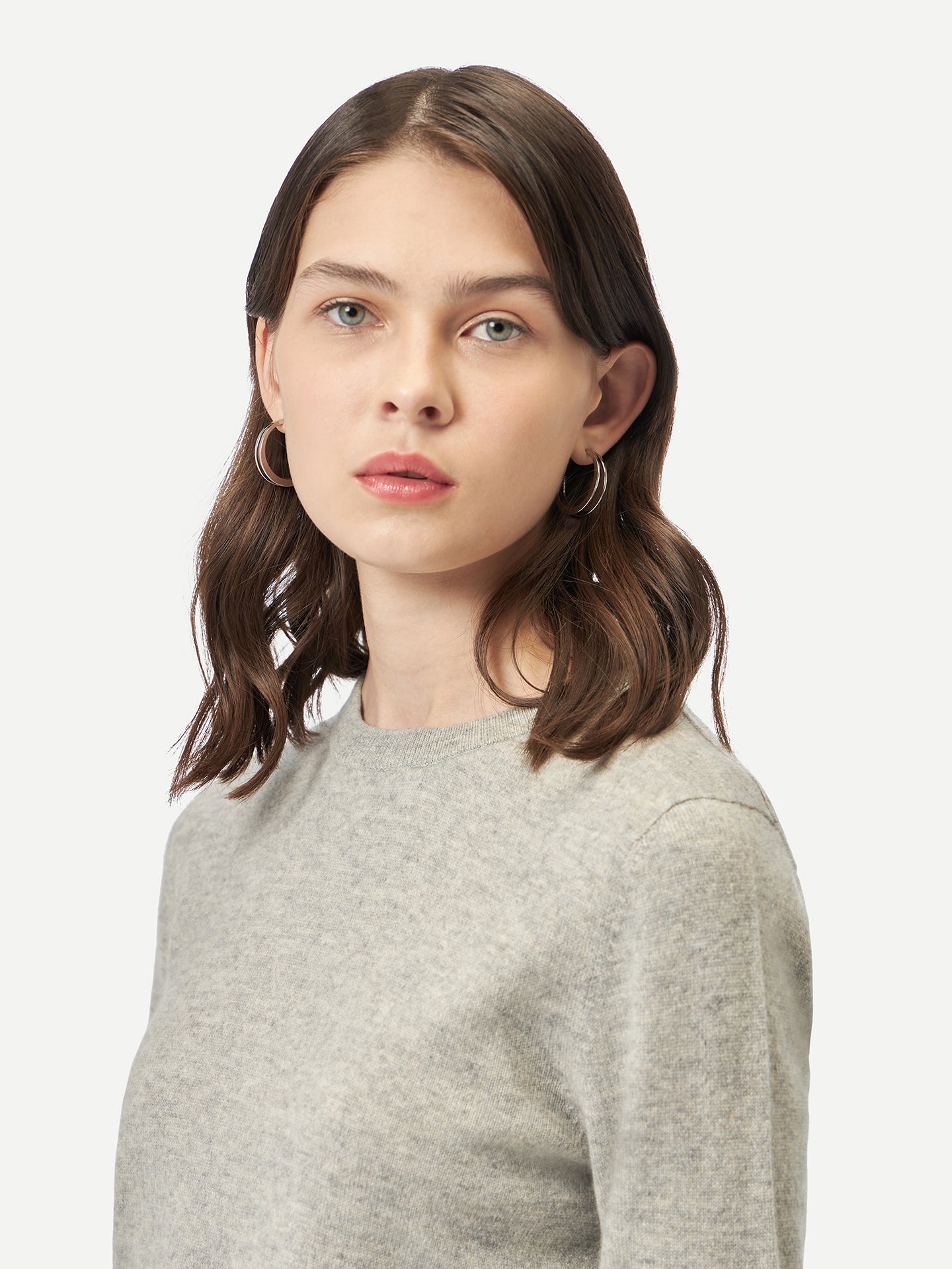 Basic R-Ausschnitt Kaschmirpullover