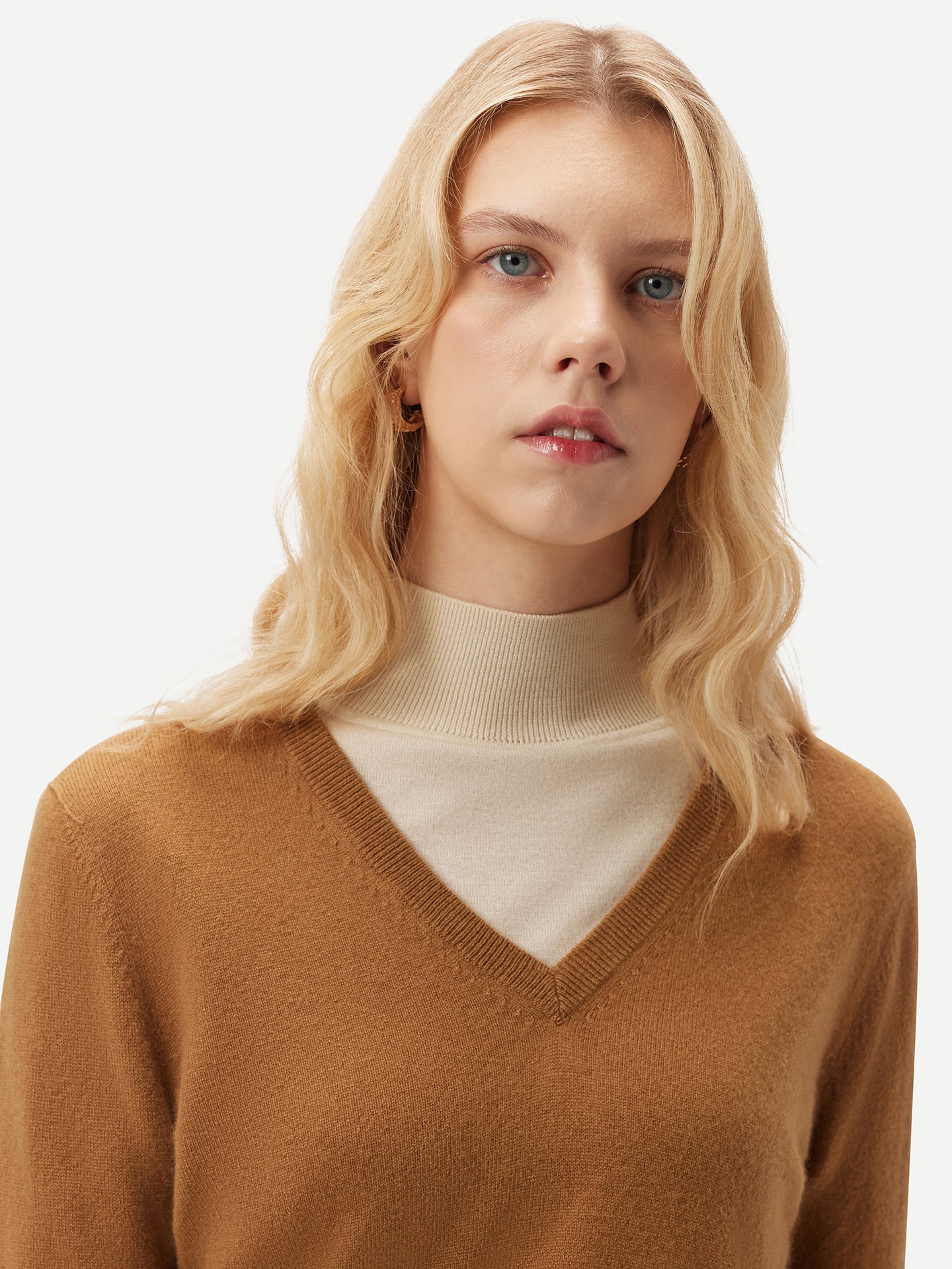 Basic V-Ausschnitt Kaschmirpullover