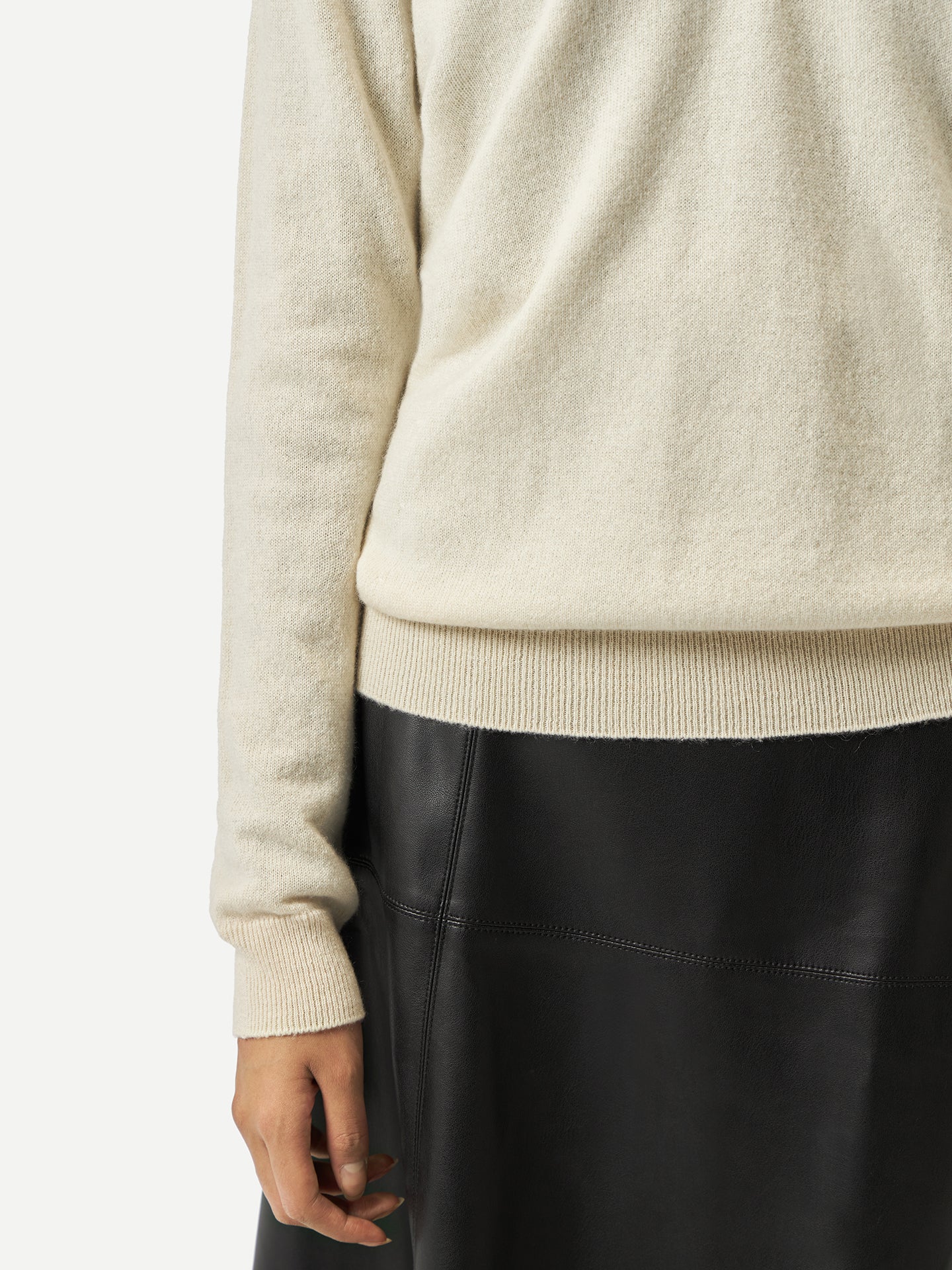 Basic V-Ausschnitt Kaschmirpullover