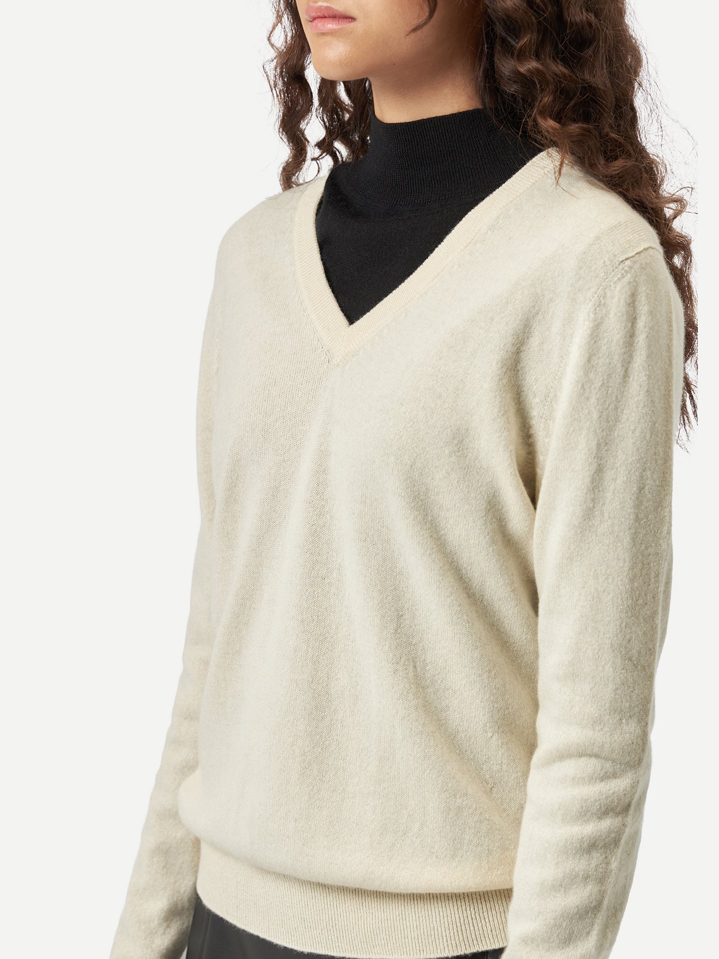 Basic V-Ausschnitt Kaschmirpullover