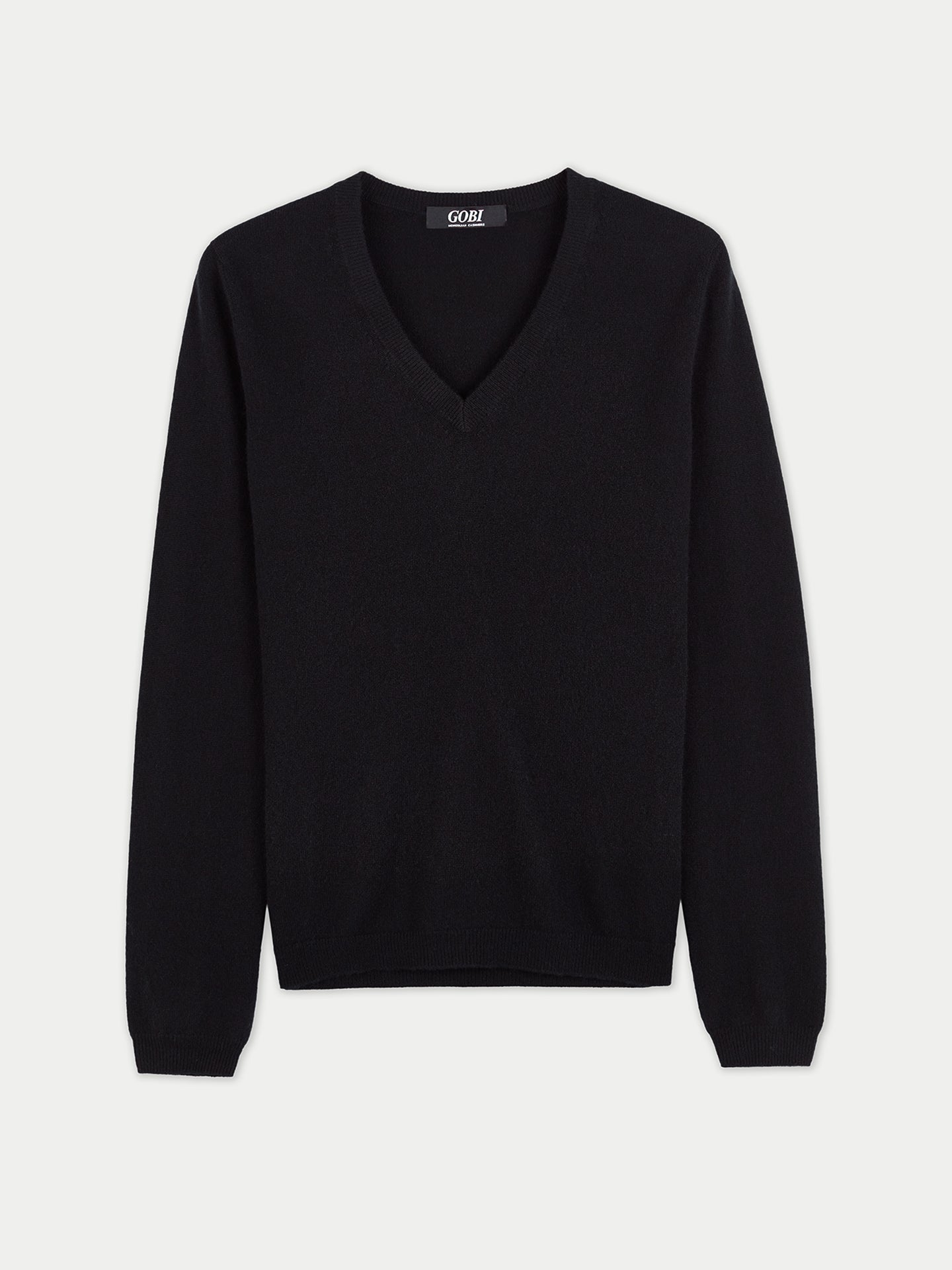 Damen Kaschmir Basic V-Ausschnitt Pullover Schwarz - Gobi Cashmere