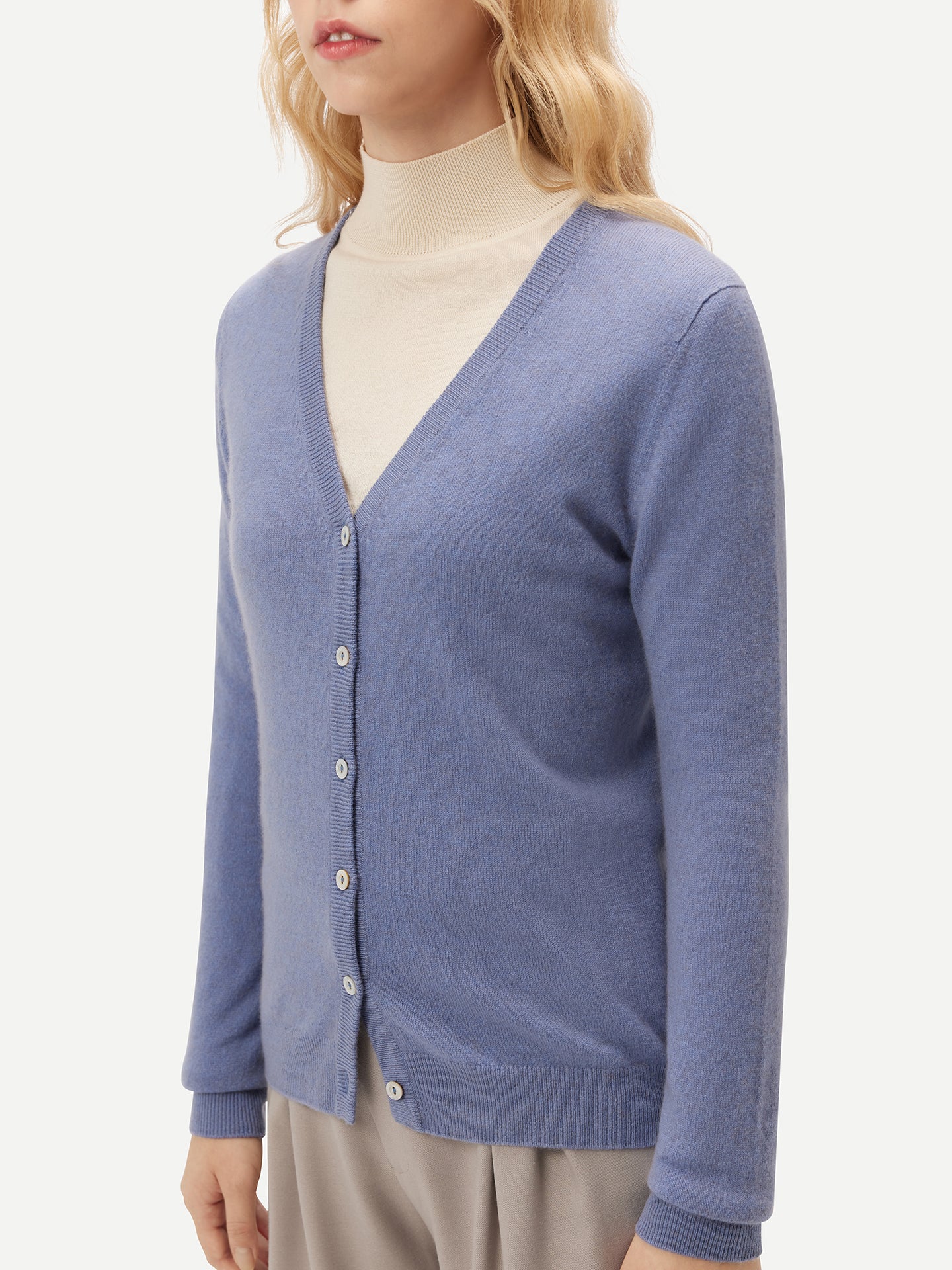 Basic V-Ausschnitt Kaschmirstrickjacke