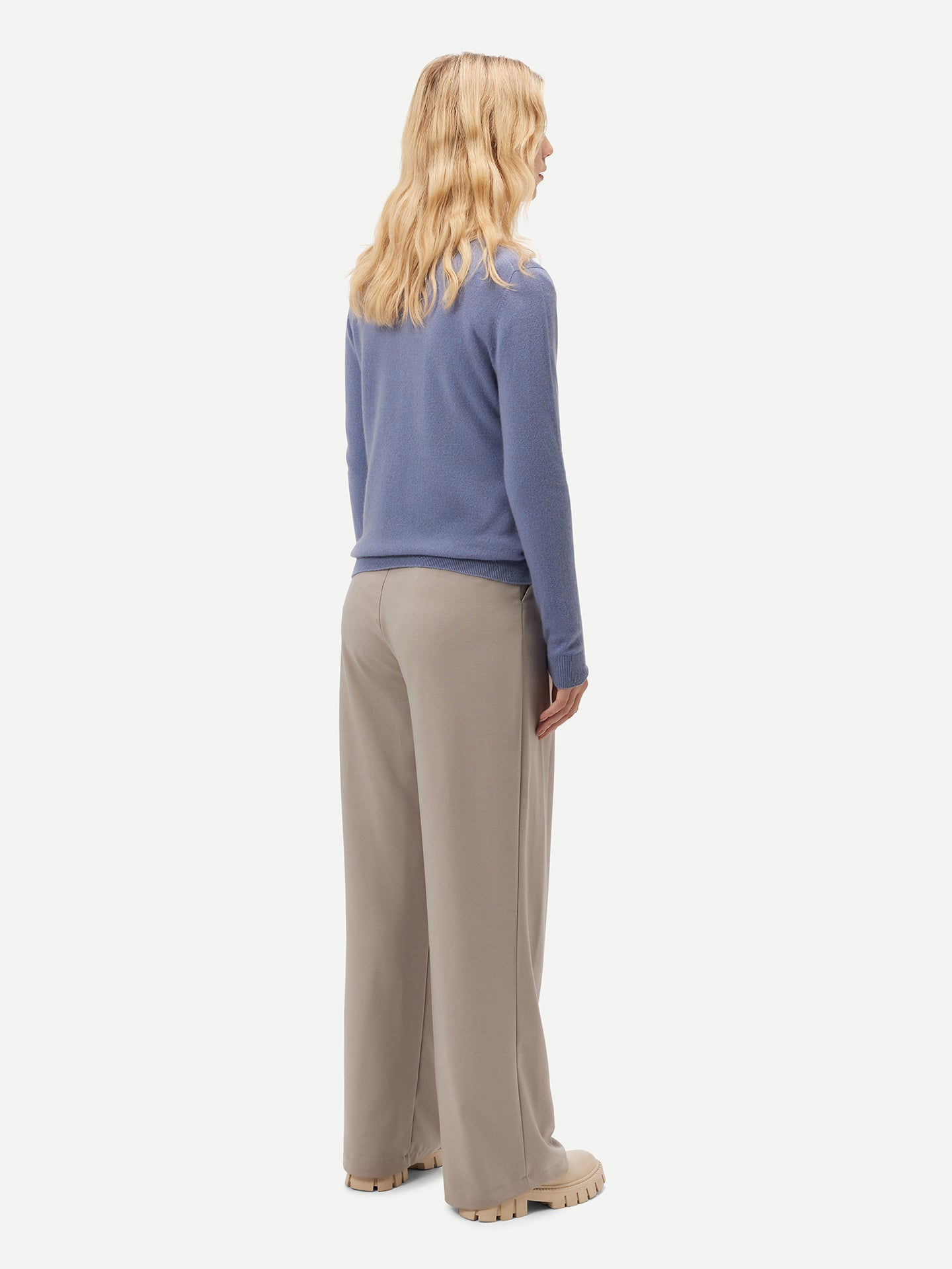 Basic V-Ausschnitt Kaschmirstrickjacke