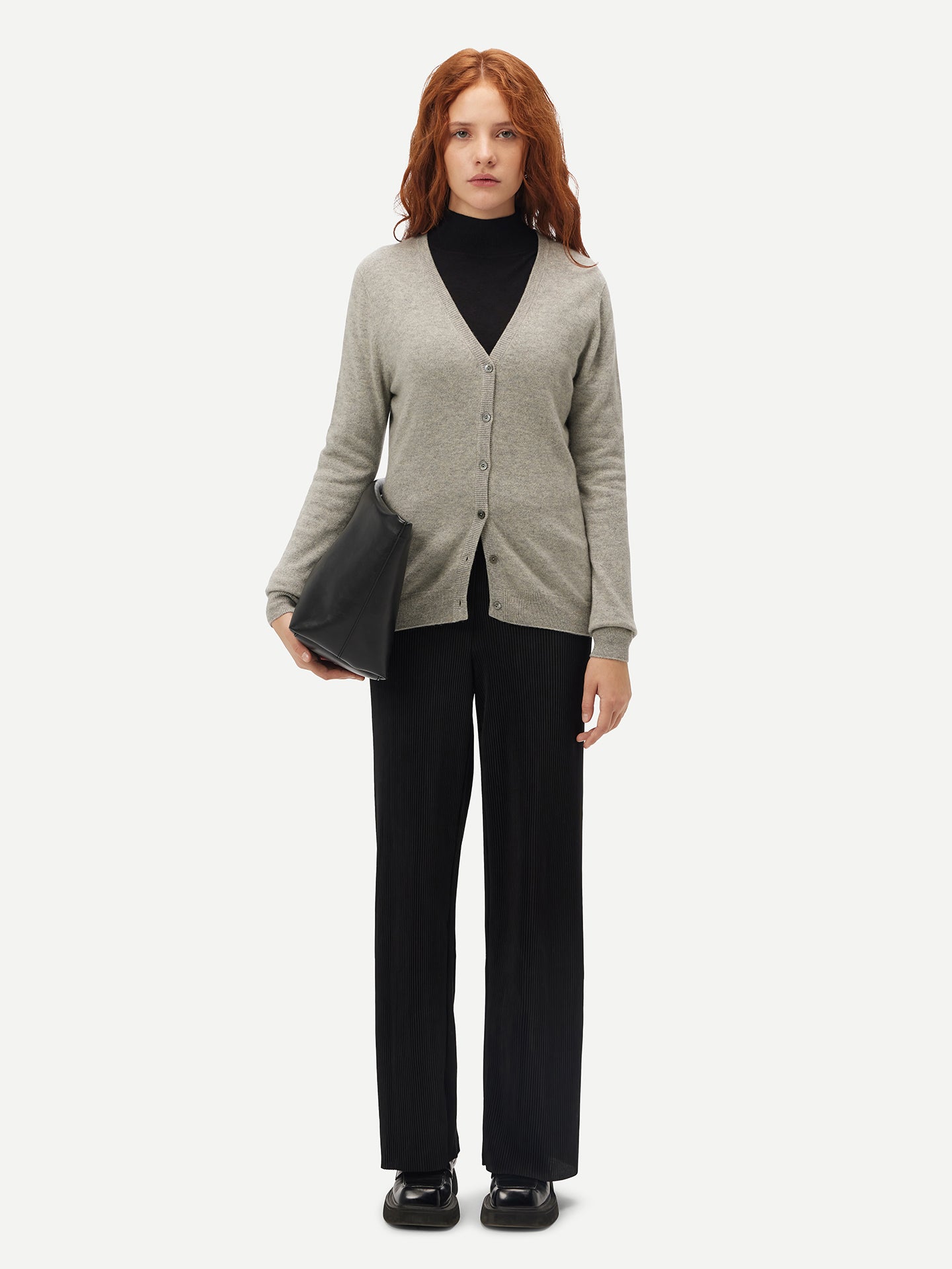 V-Ausschnitt Kaschmirstrickjacke