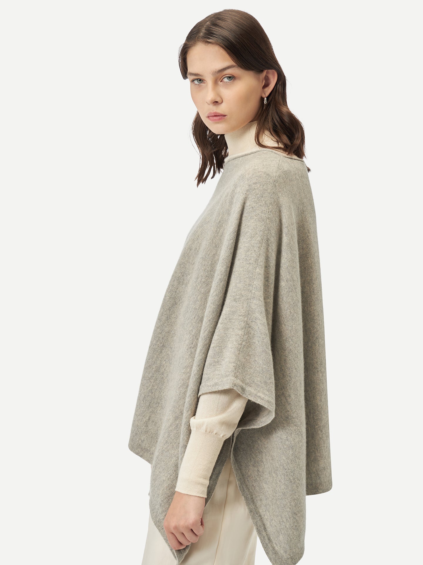 Women's Boat-Neck Cashmere Poncho Dawn Blue - Gobi Cashmere