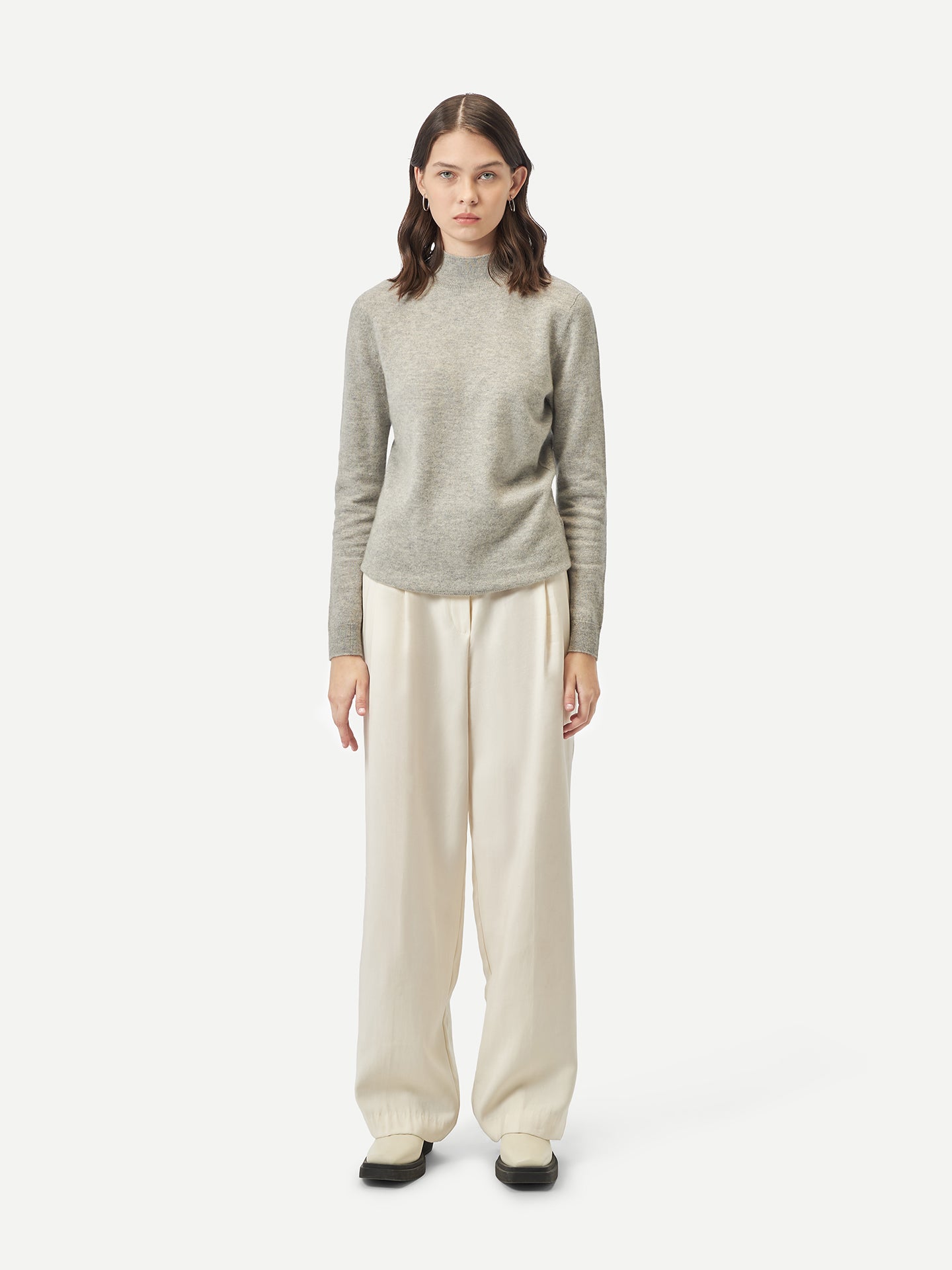 Basic Stehkragenpullover aus Kaschmir