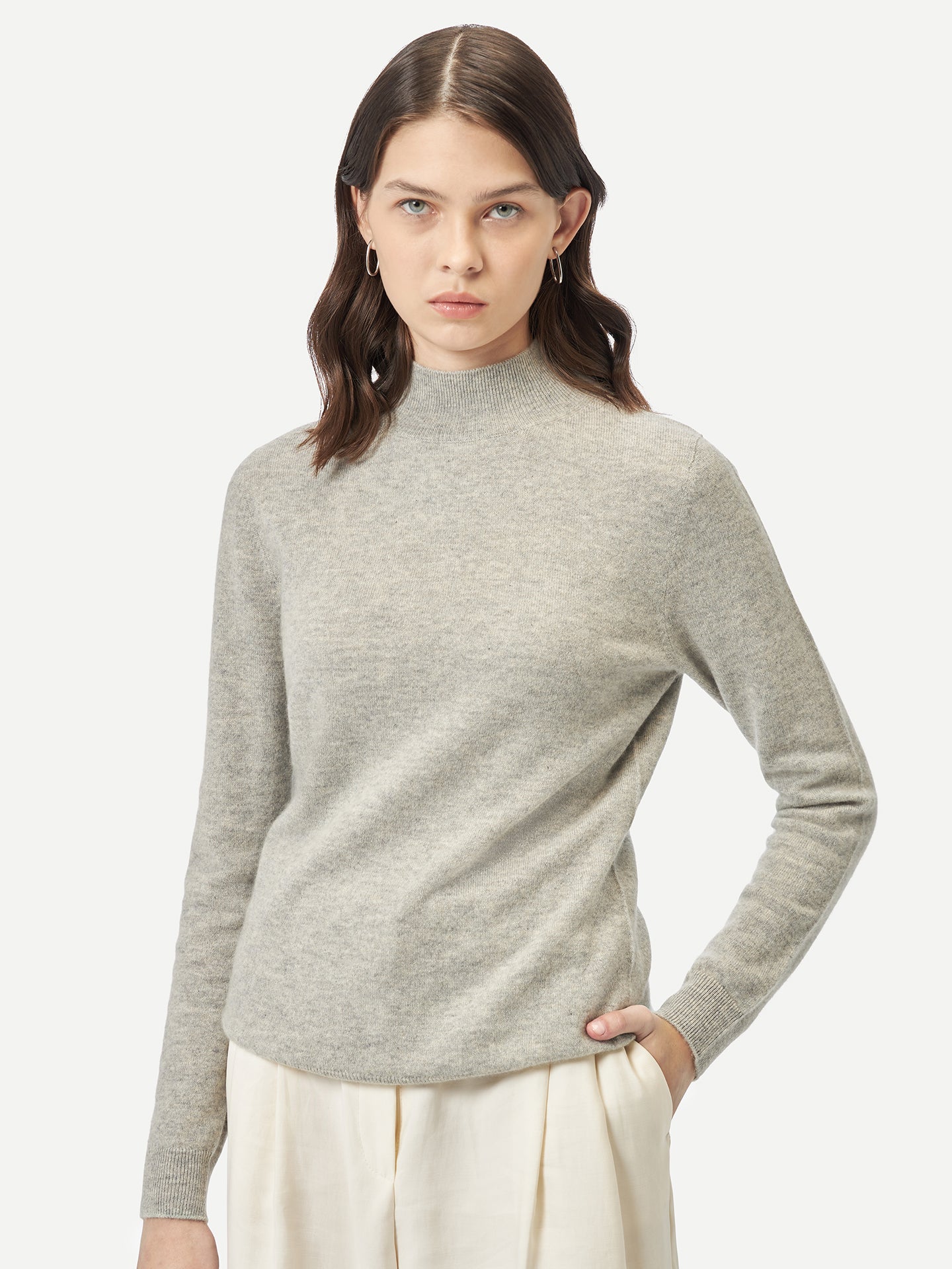 Basic Stehkragenpullover aus Kaschmir