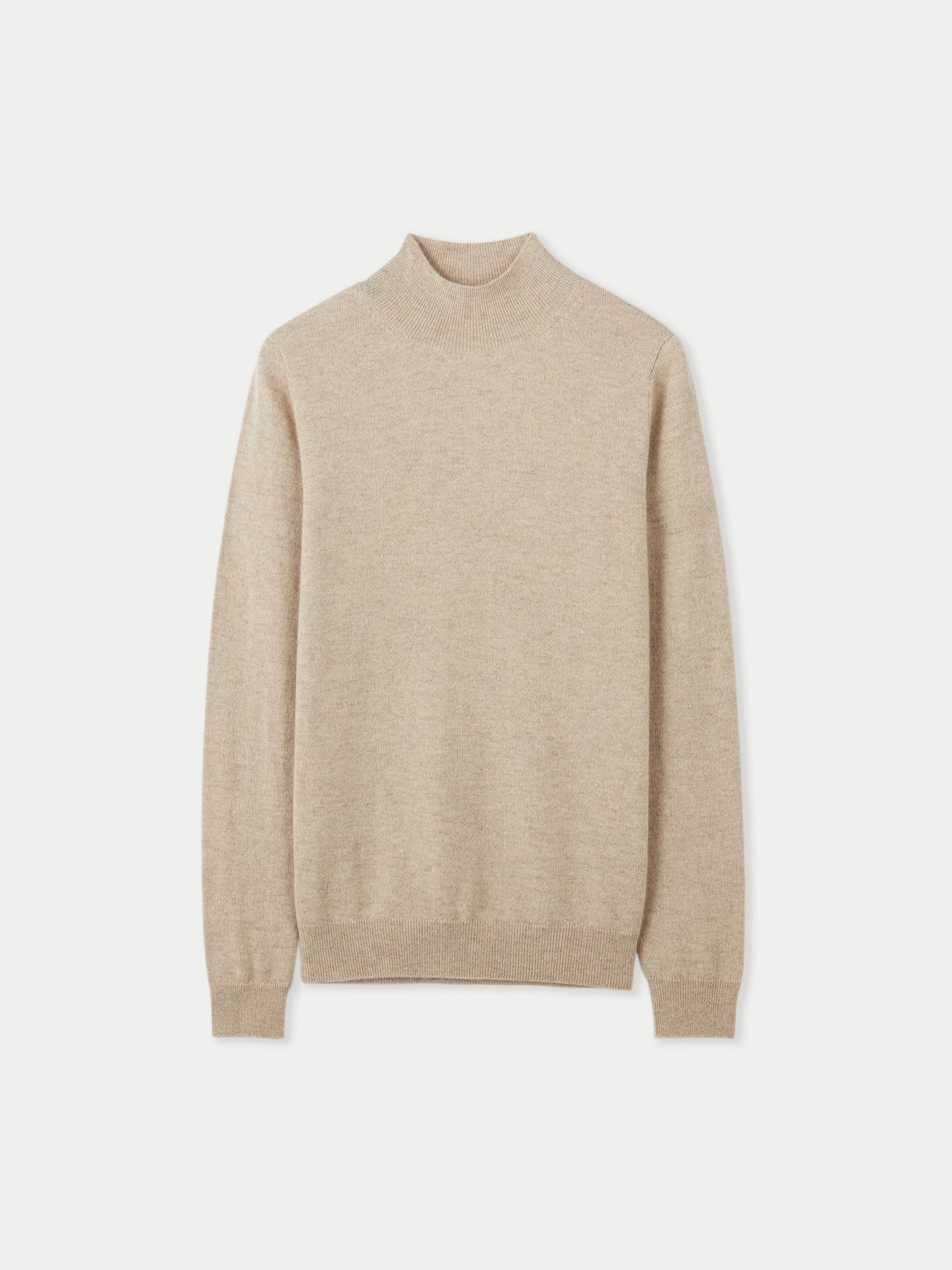Naturfarbe Basic Stehkragenpullover aus Kaschmir