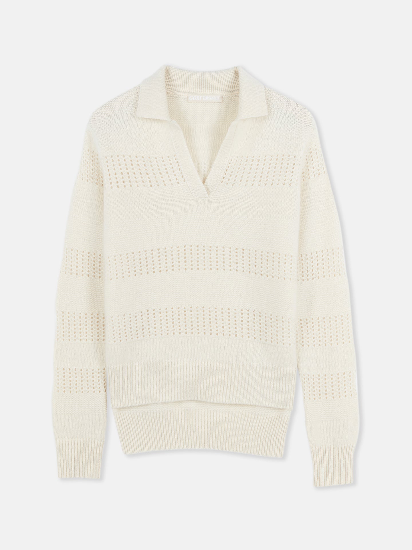 Kaschmir-Polo mit gemischtem Strickmuster | GOBI Cashmere