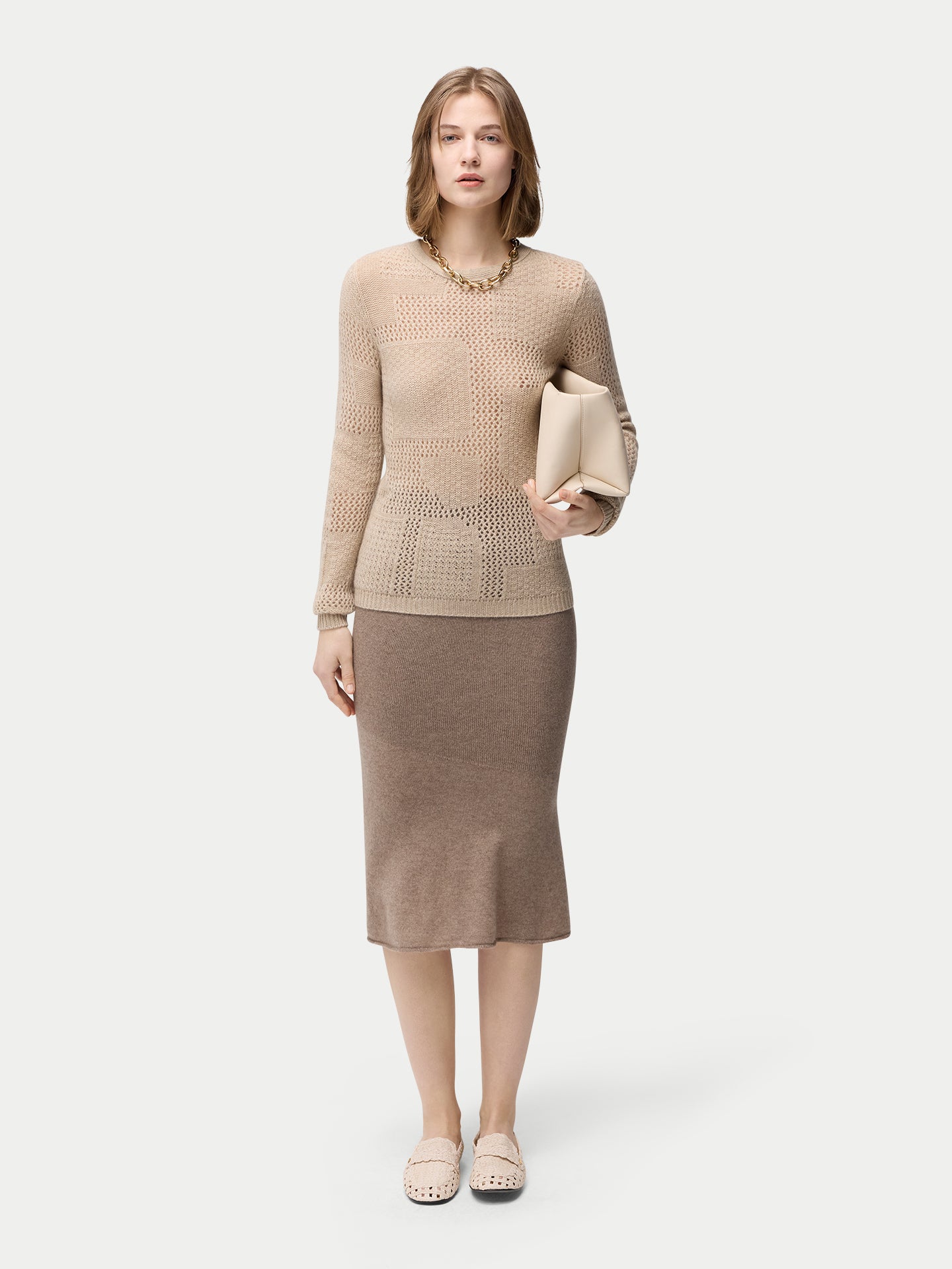 Kaschmir-Pullover mit strukturierter, organischer Farbtönung