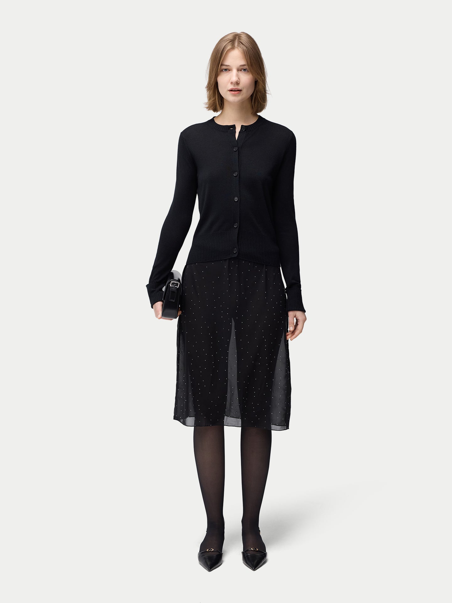 Strickjacke mit Knöpfen aus Kaschmir-Seide