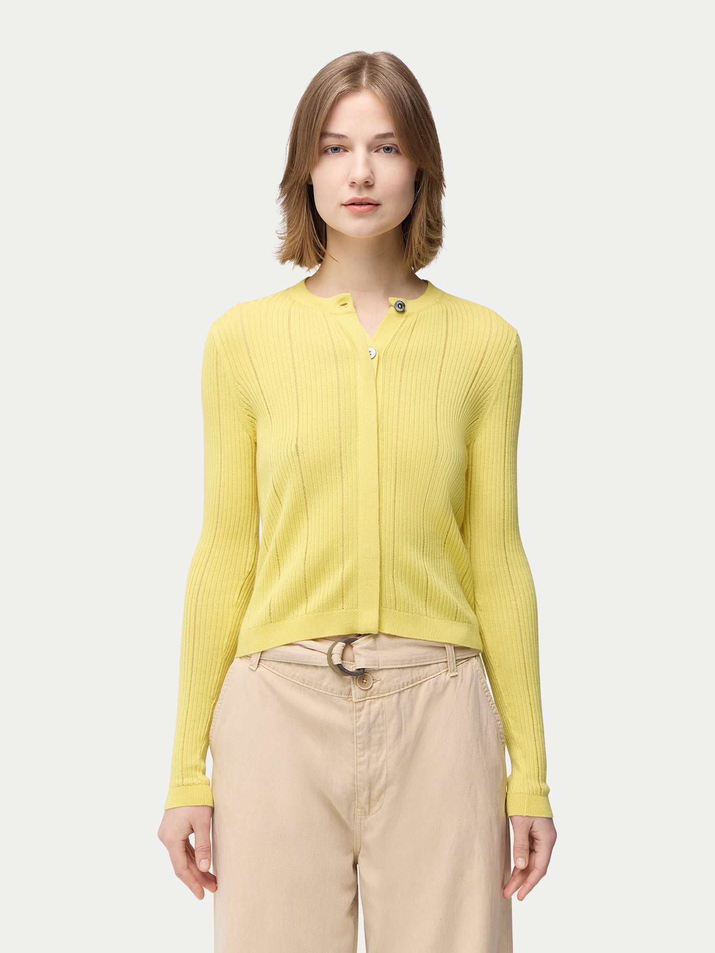 Strickjacke mit verdeckter Knopfleiste aus Kaschmir-Seide