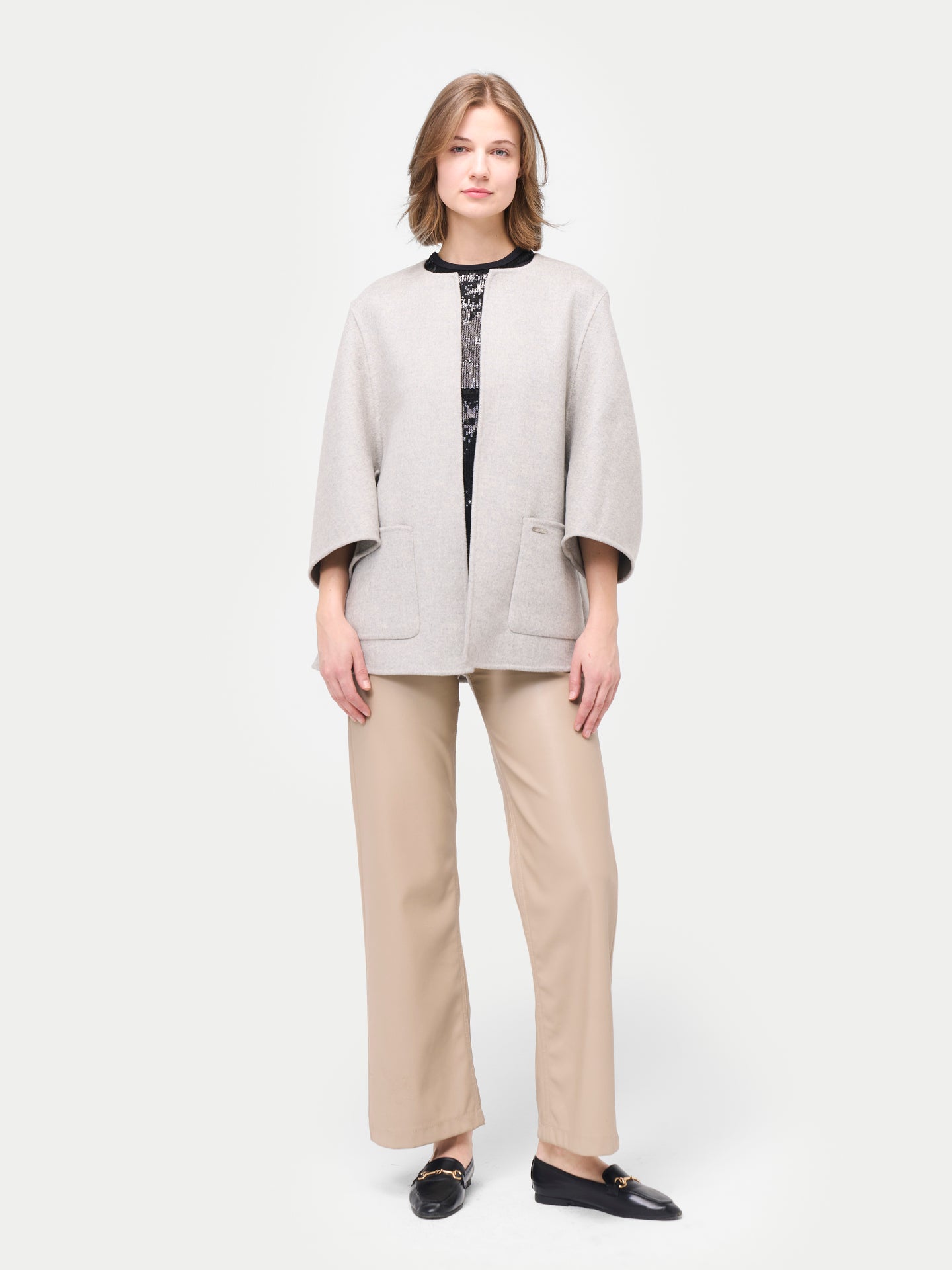 Ponchojacke aus Kaschmir mit Tasche