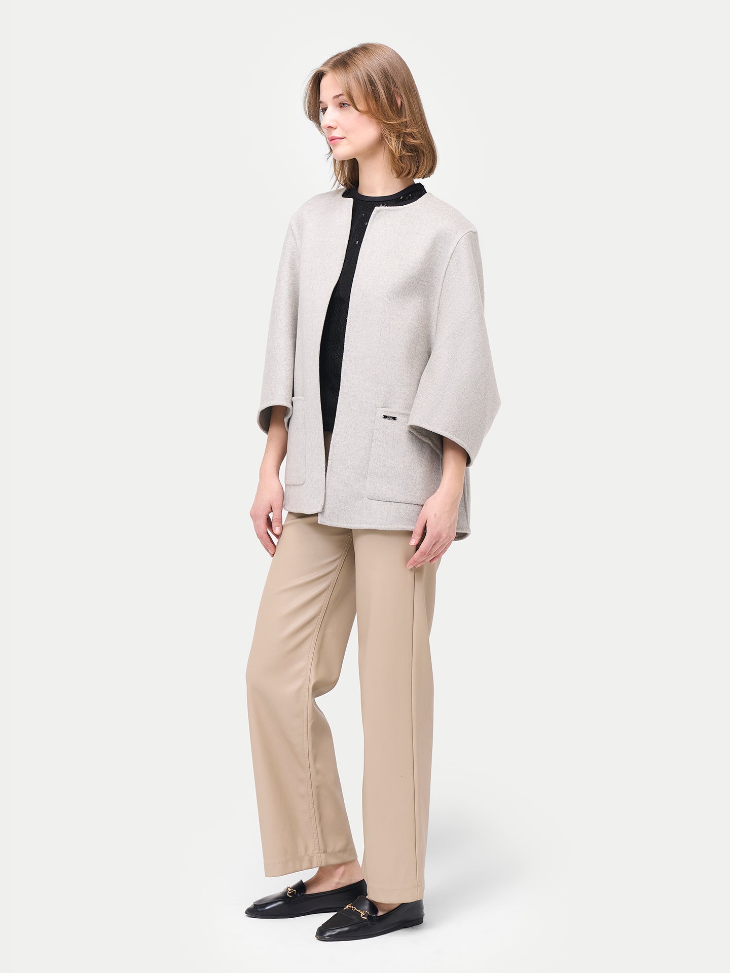 Ponchojacke aus Kaschmir mit Tasche