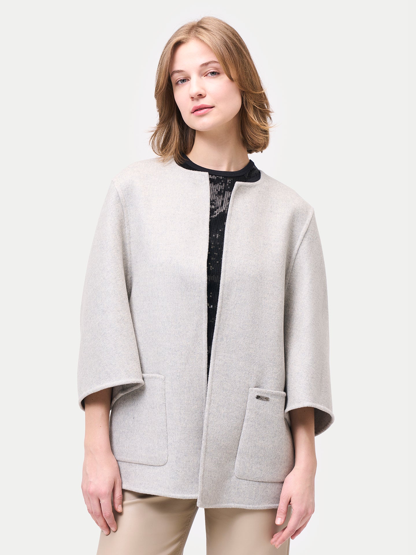 Ponchojacke aus Kaschmir mit Tasche
