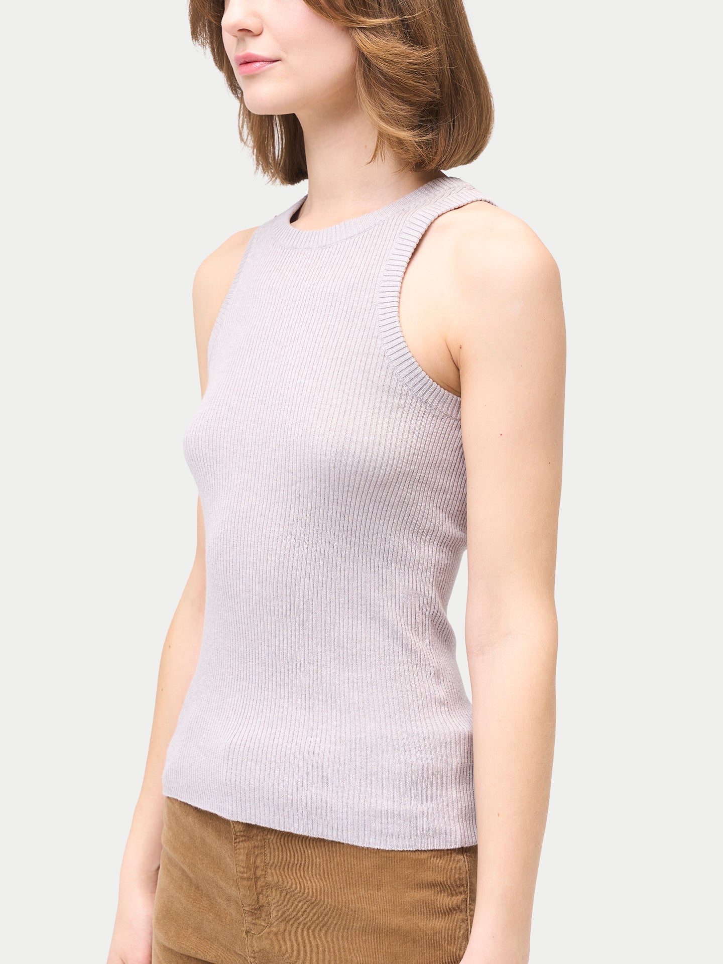 Geripptes Tank-Top aus Baumwoll-Seiden-Kaschmir-Mischung