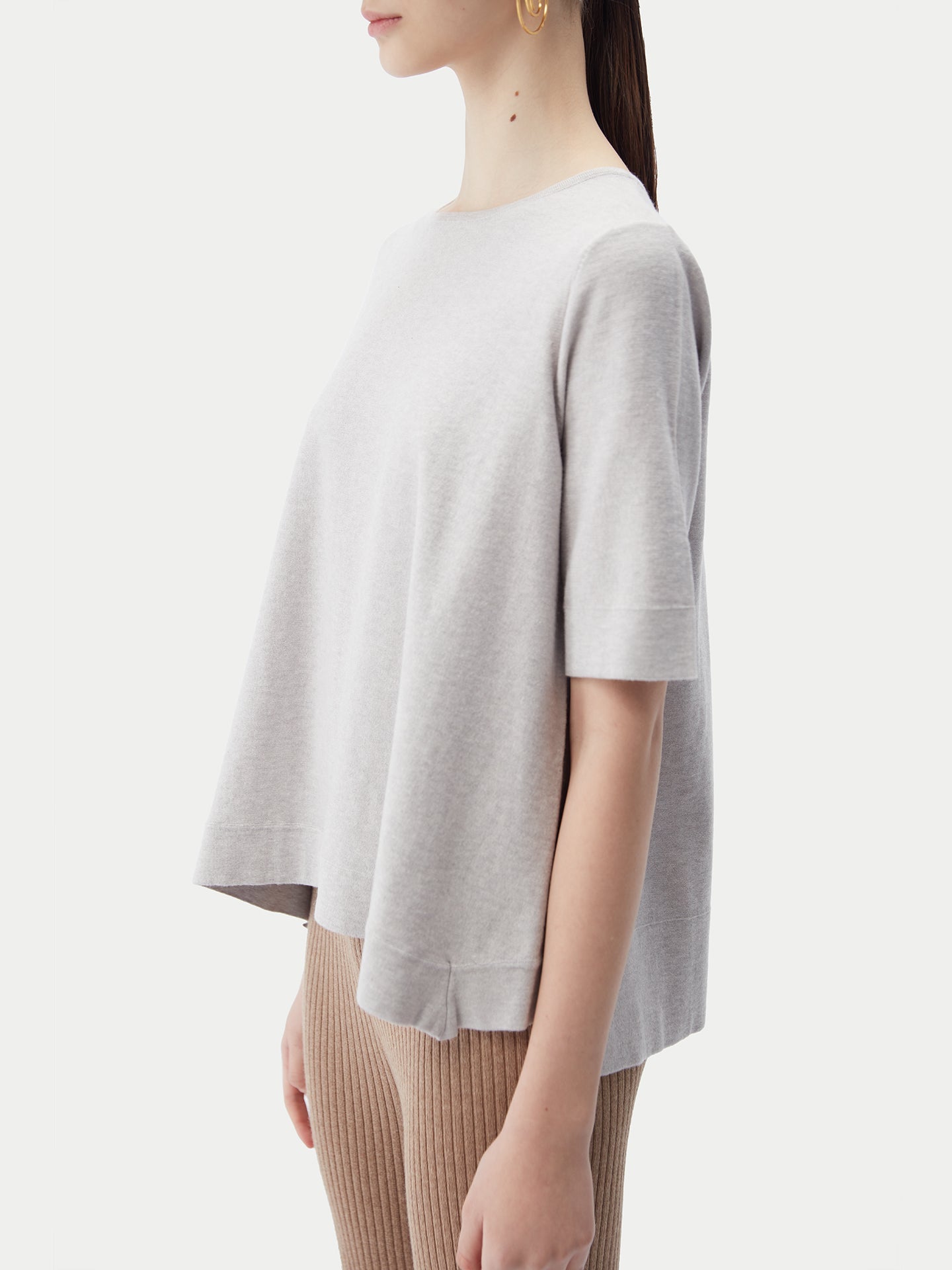 T-Shirt mit Box-Cut aus Baumwoll-Seiden-Kaschmir-Mischung