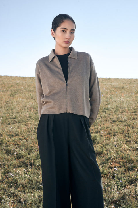Kaschmir-Seide Strickjacke, kurz, mit Reißverschluss, Editorial-Foto